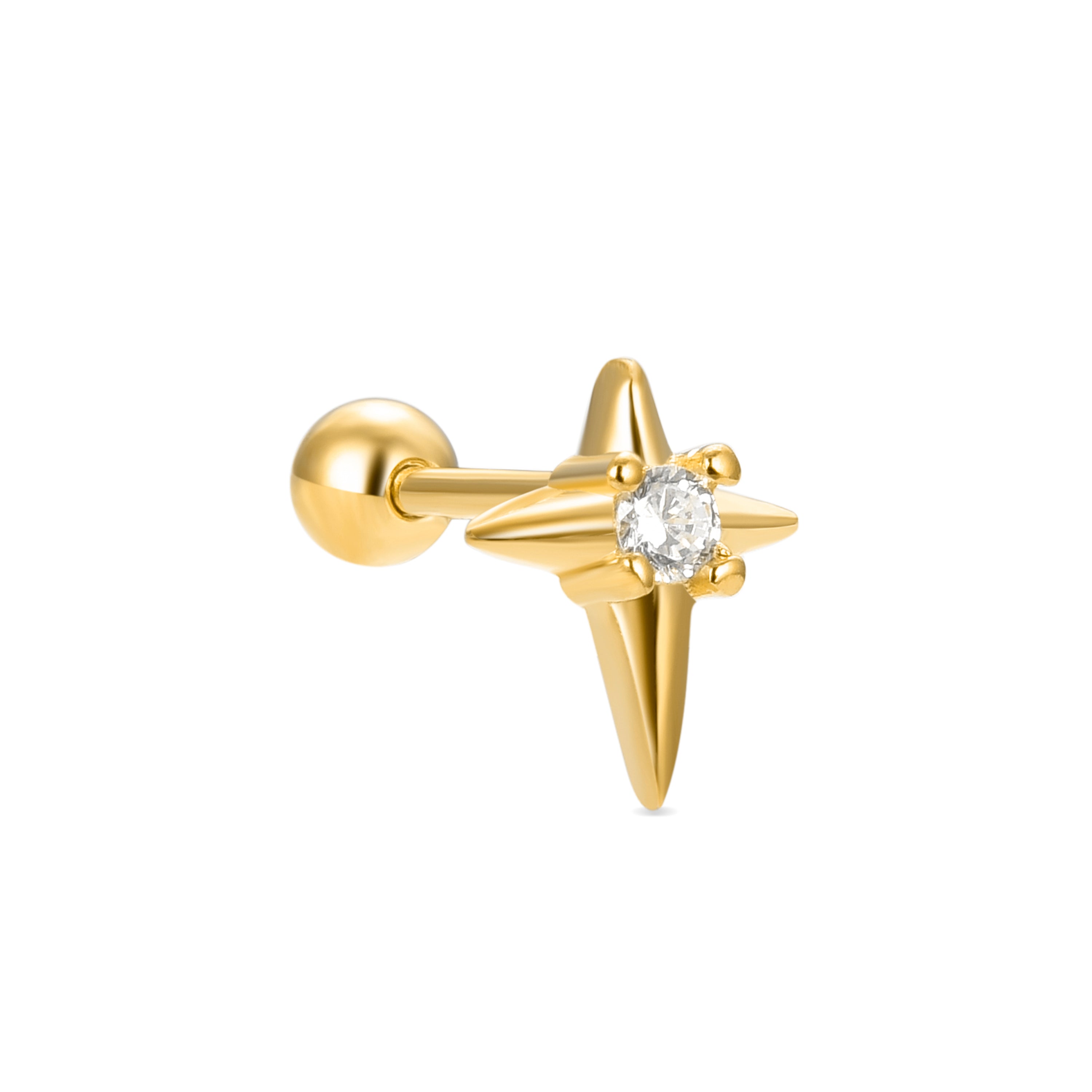 925 Sterling Silver Piercing with Brilliant Cubic Zirconia finished in 18K yellow gold - Dute