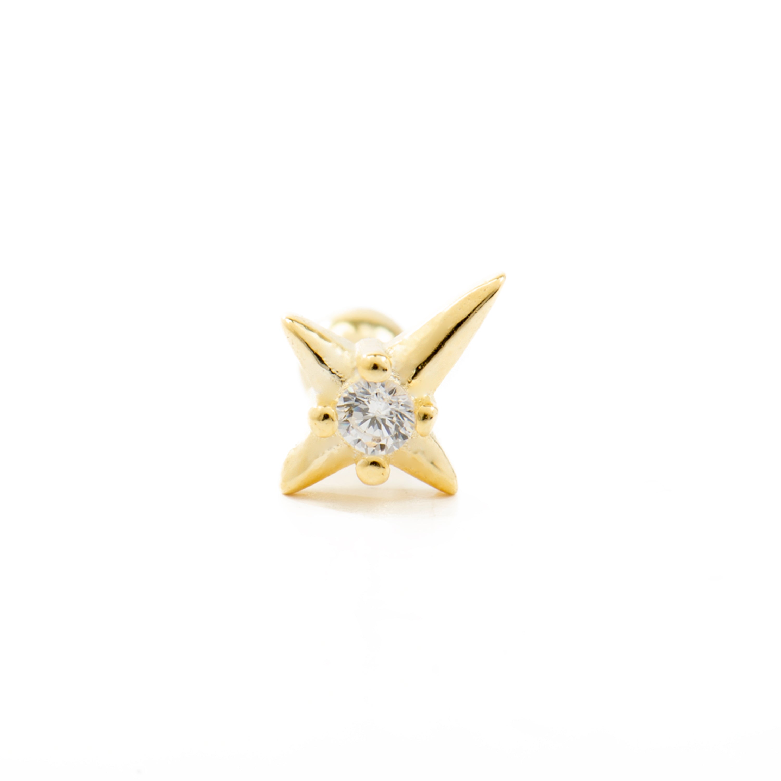 Piercing aus 925er Sterlingsilber mit funkelndem Zirkonia, vergoldet mit 18K Gelbgold - Dute