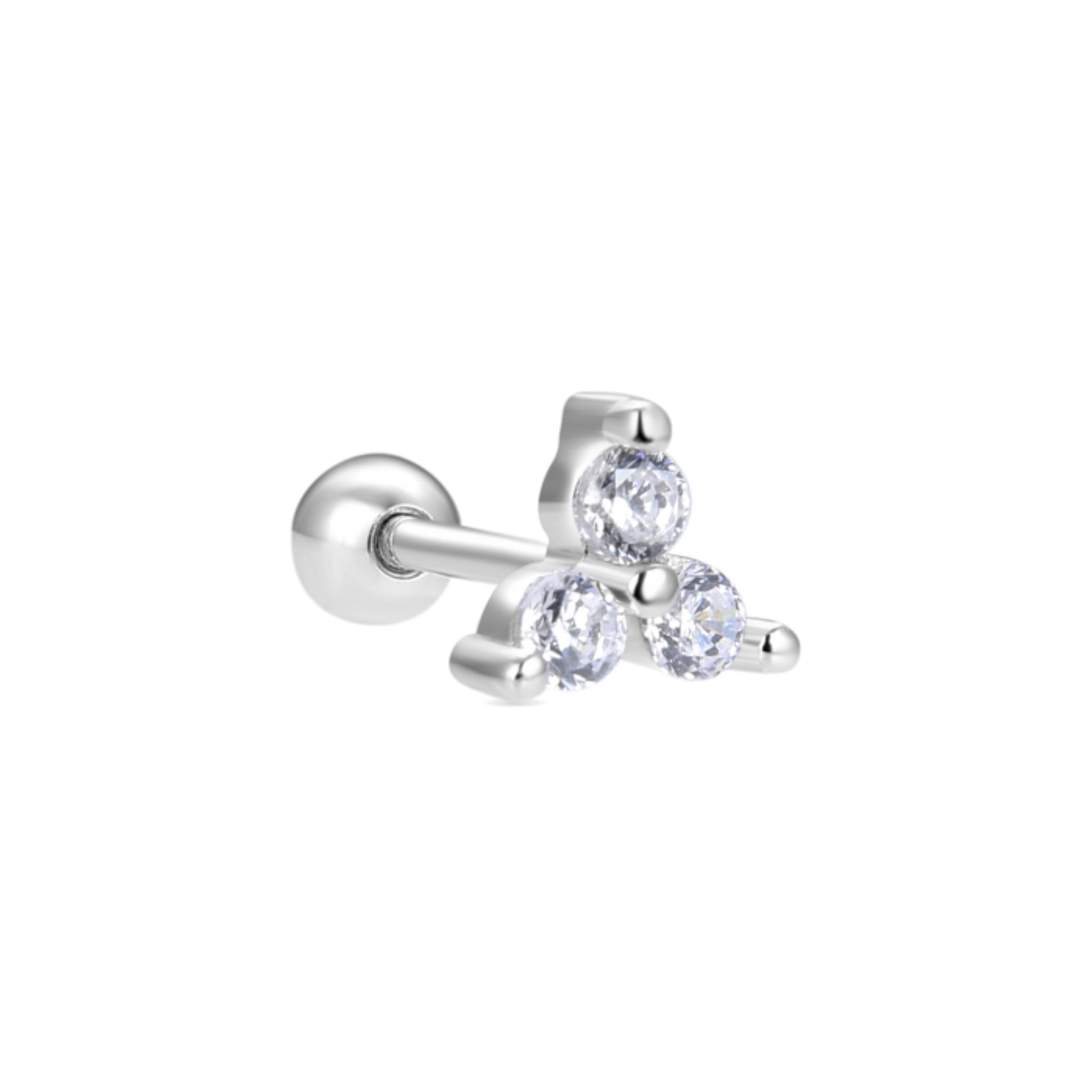 925 Sterling Silver Piercing with Brilliant Zirconia finished in Rhodium - Thyshay