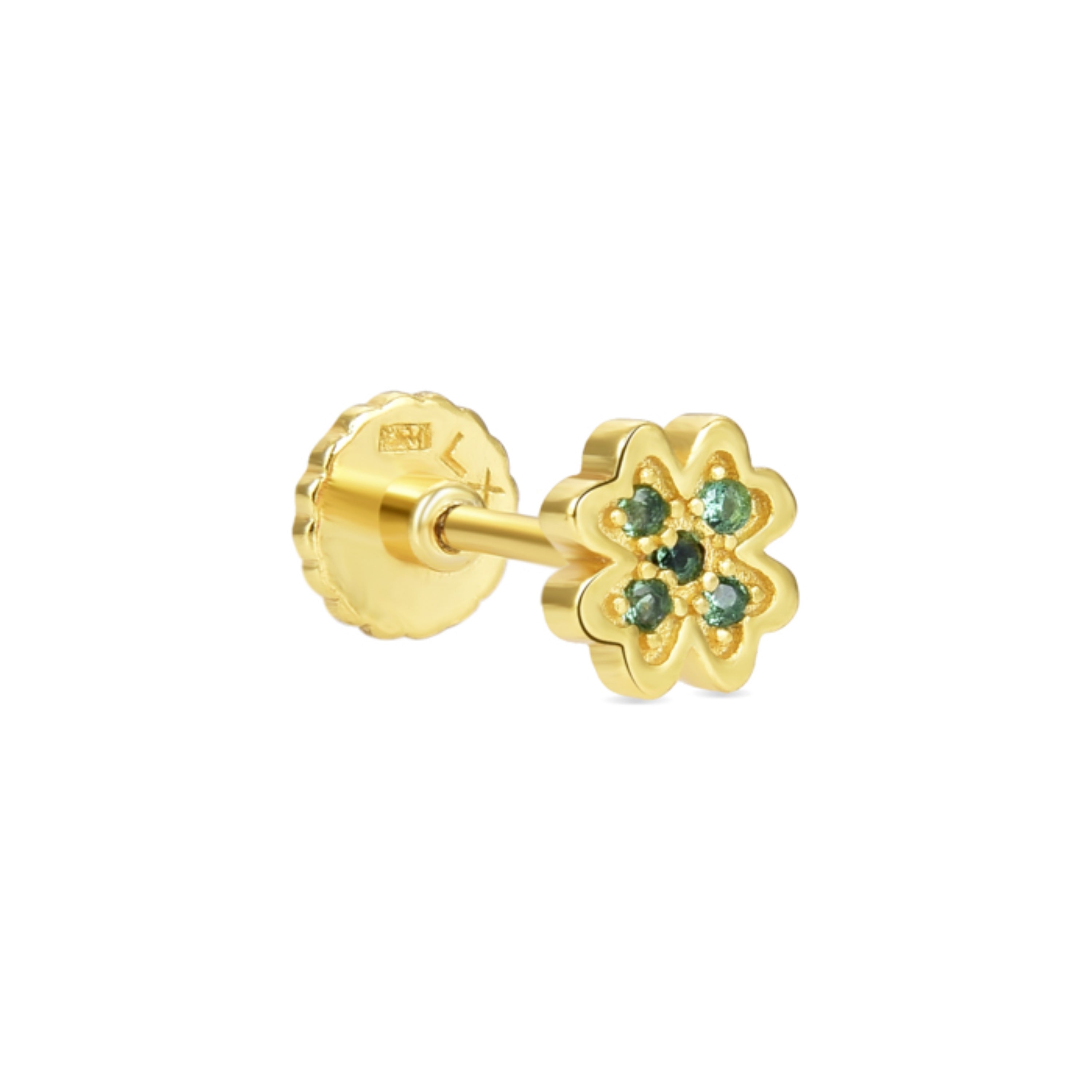 Piercing de Plata de Ley 925 con Circonita Esmeralda acabado en oro amarillo 18K - Kanay