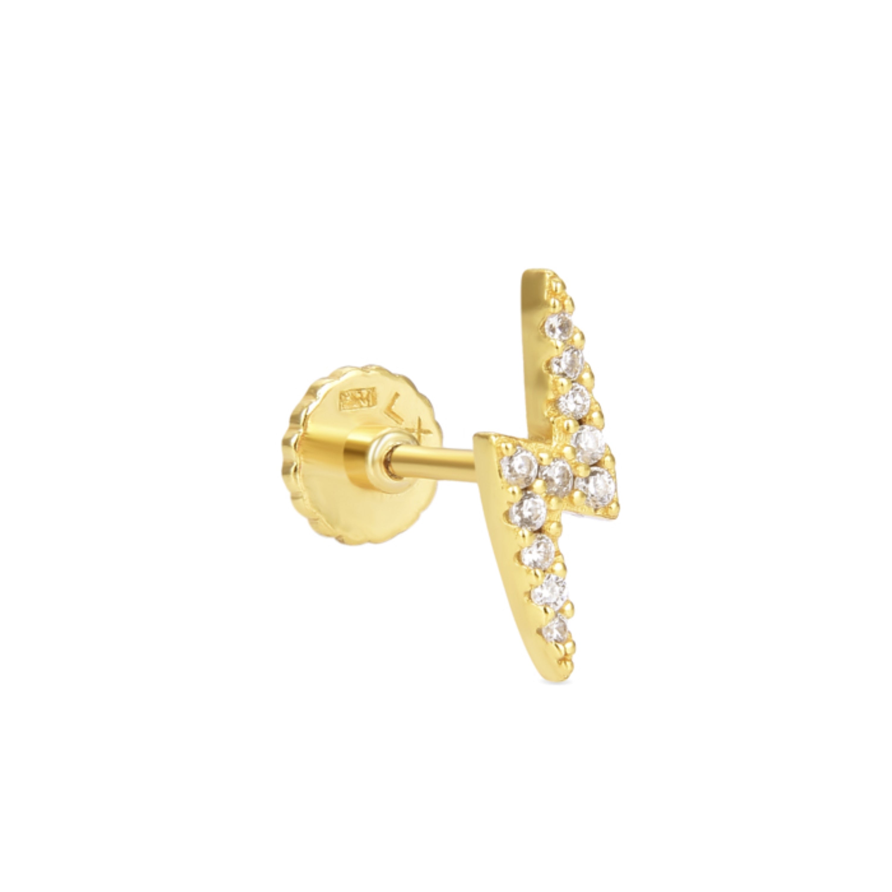 Piercing de Prata de Lei 925 com Zircónia Brilhante acabamento em ouro amarelo 18K - Linse