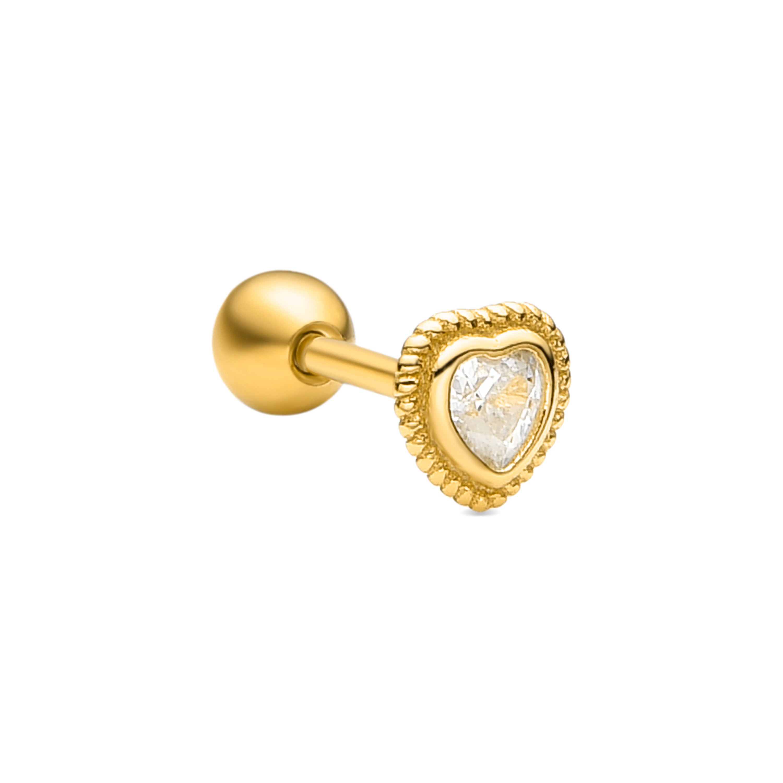 Echtsilber 925 Piercing mit glänzenden Zirkonia, 18k Gold-Finish - Aimba