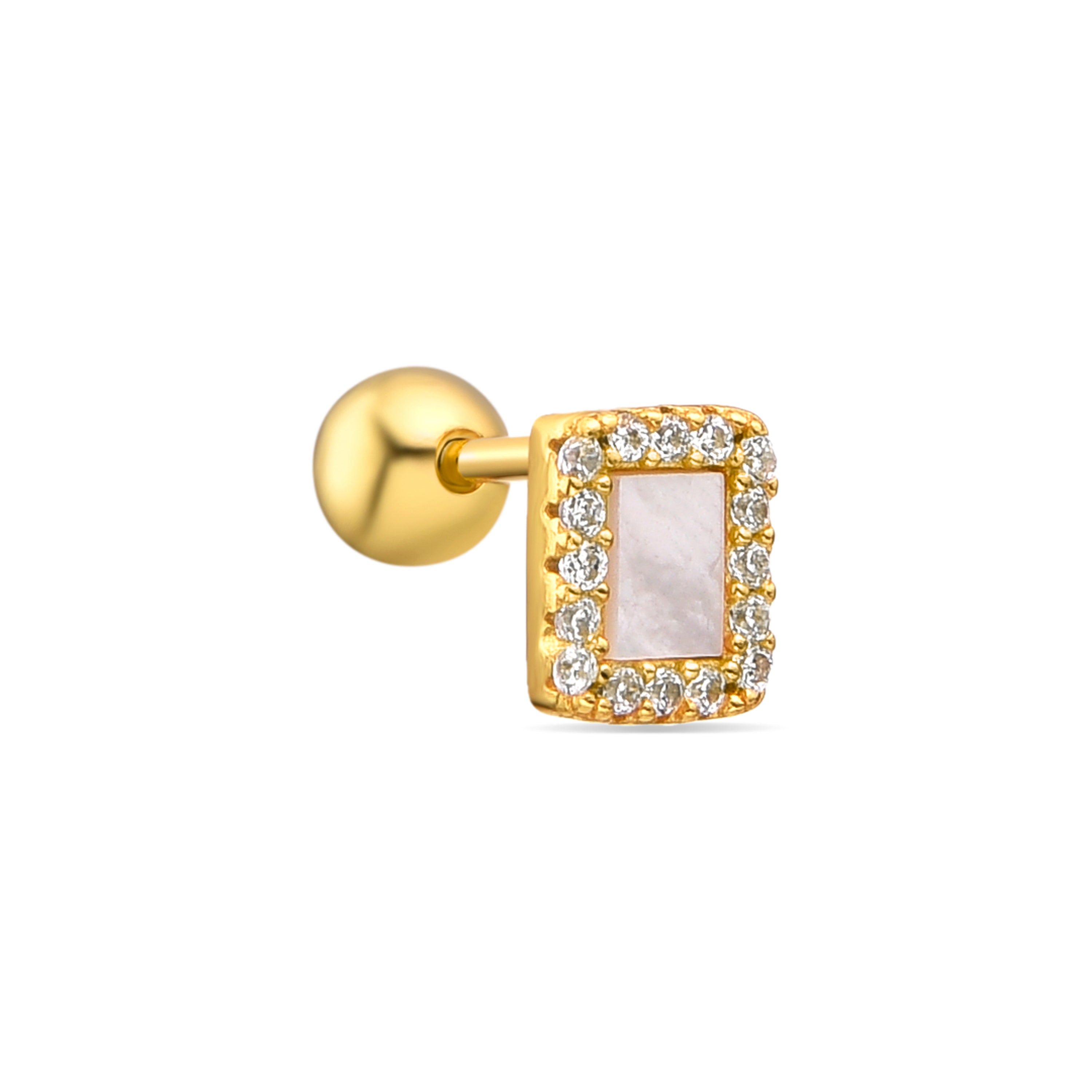 Piercing en argent sterling 925 et nacre blanche finition or 18k - Xino