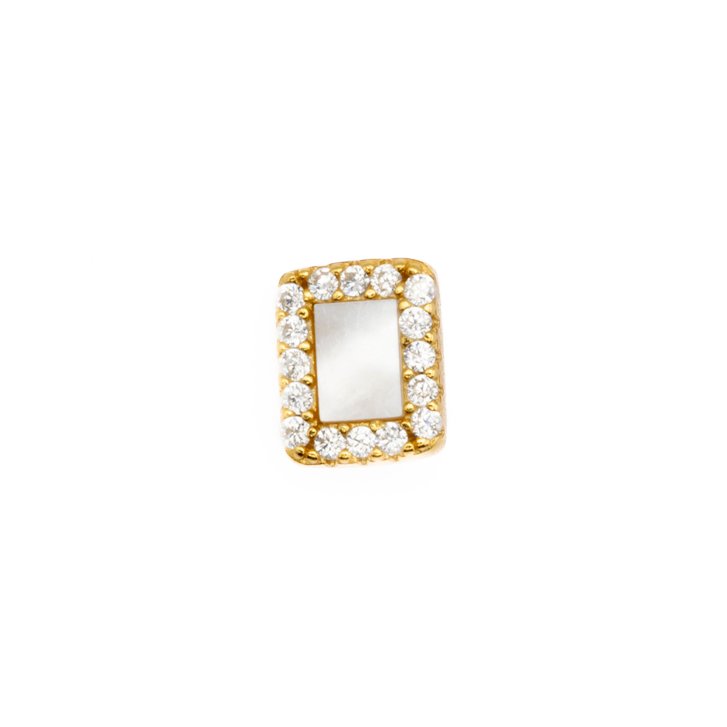 Piercing en argent sterling 925 et nacre blanche finition or 18k - Xino