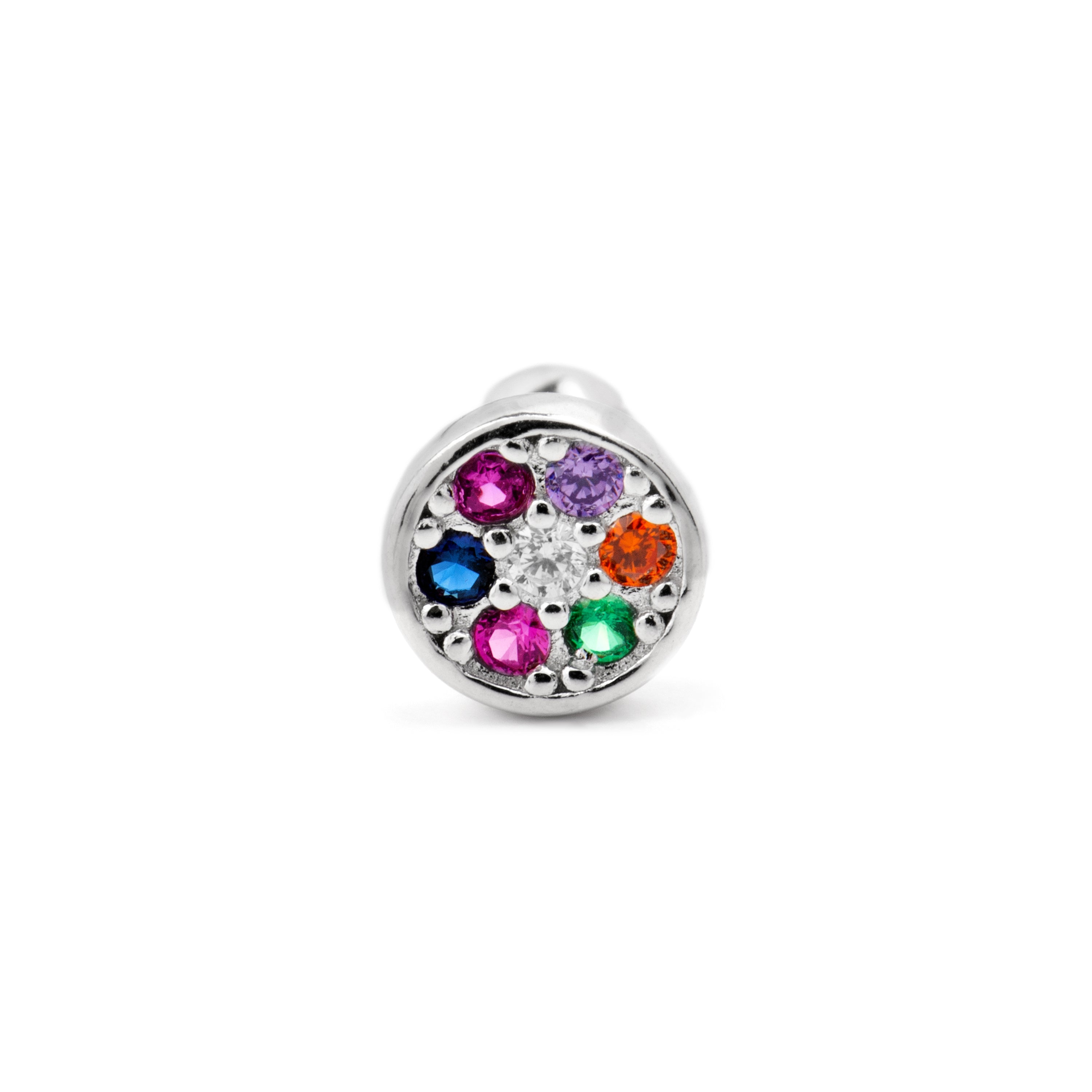 Piercing de Plata de Ley 925 y Circonita Multicolor acabado rodio - Nero