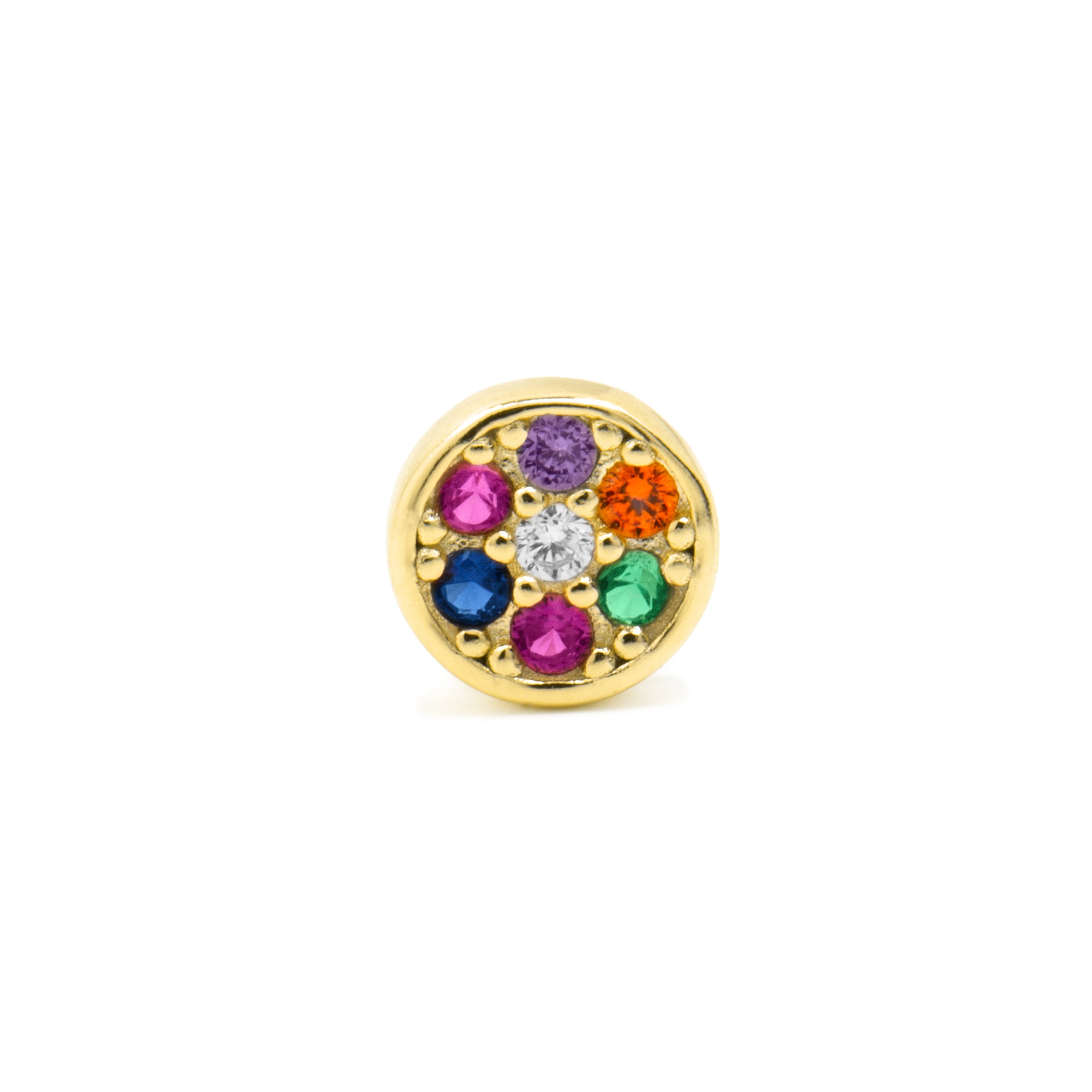 Piercing de Plata de Ley 925 y Circonita Multicolor acabado oro amarillo de 18k - Nero