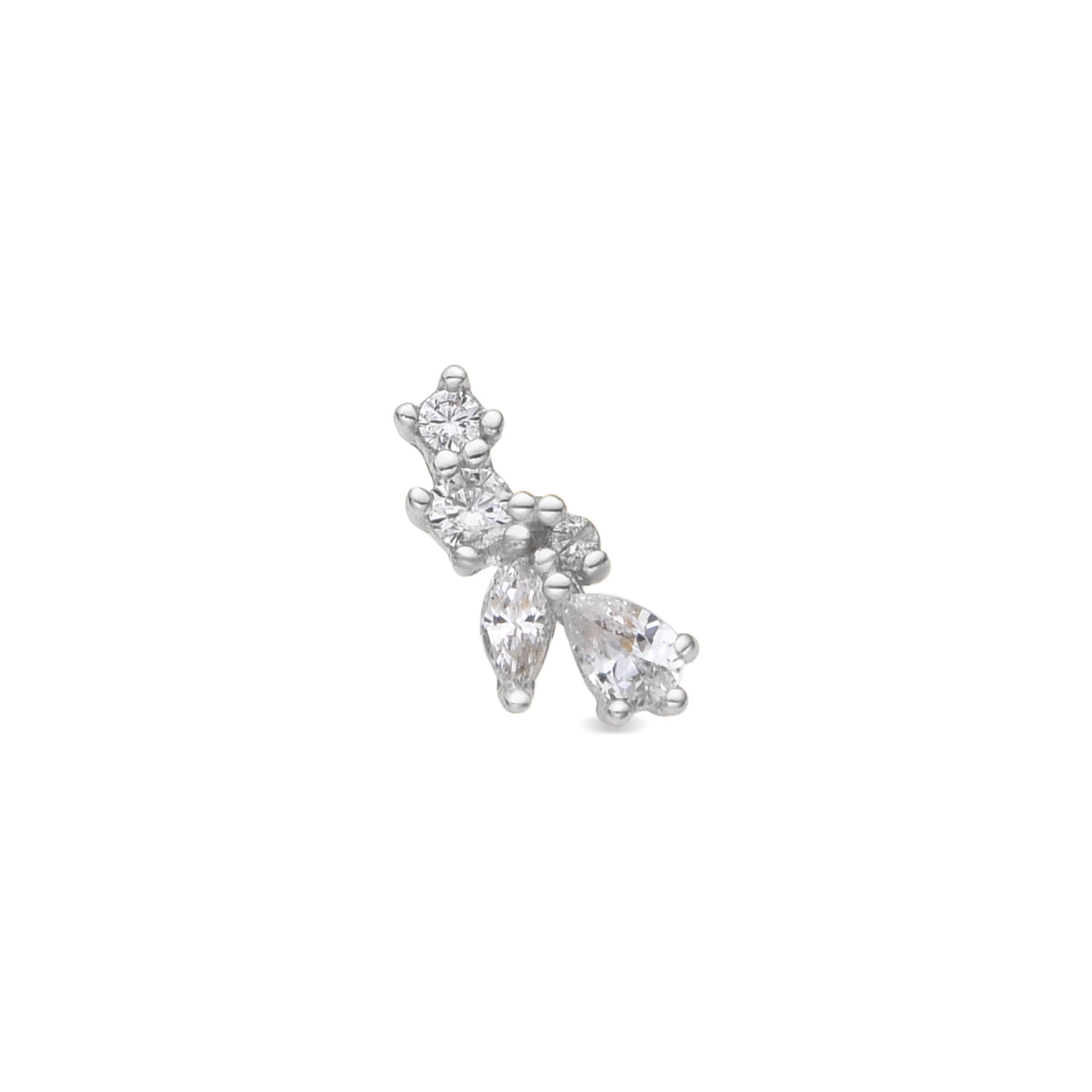 925 Sterling Silver Piercing with Brilliant Zirconia Rhodium Finish - Abill