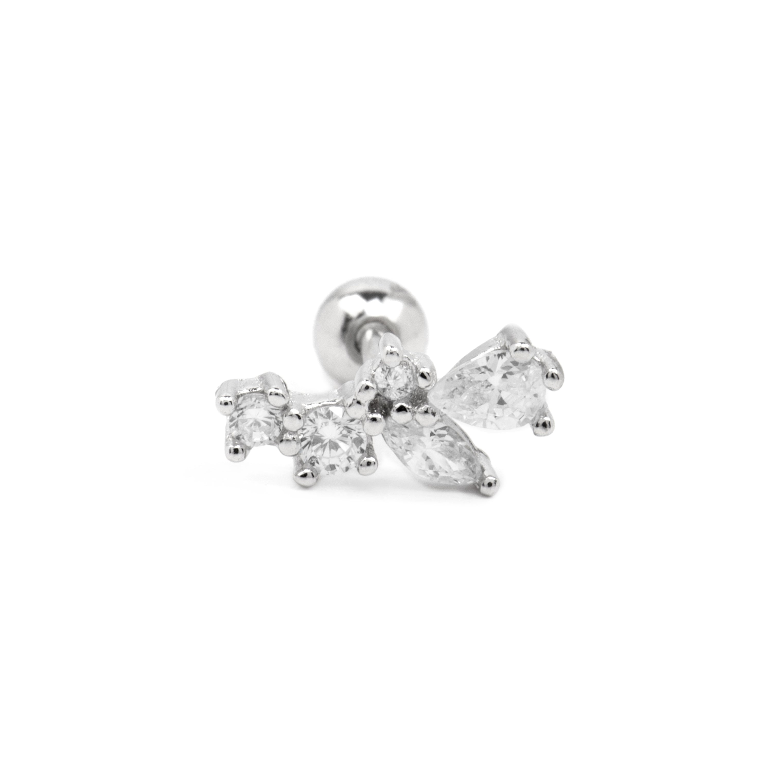 925 Sterling Silver Piercing with Brilliant Zirconia Rhodium Finish - Abill