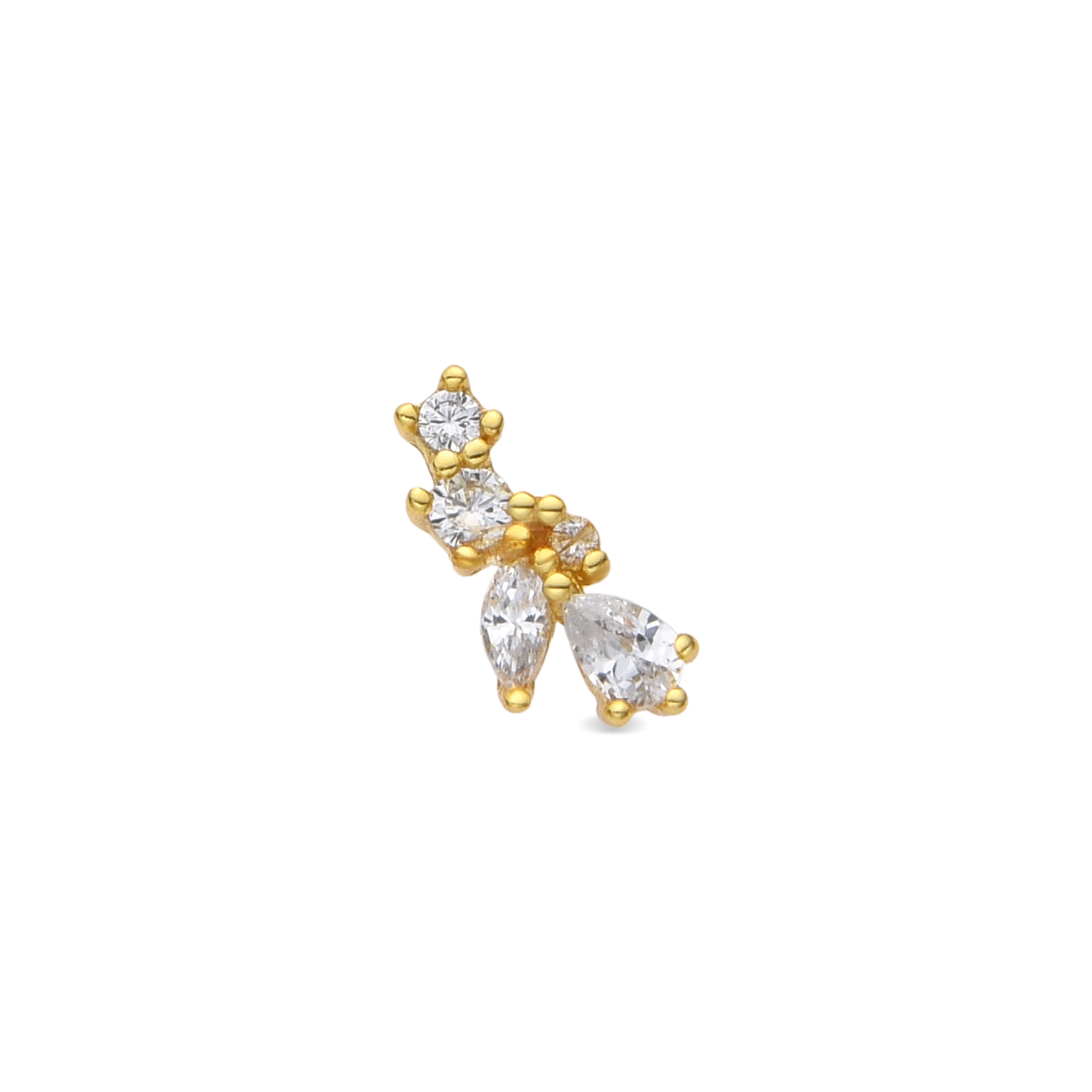 925 Sterling Silver Piercing with Brilliant Cubic Zirconia finished in 18k Yellow Gold - Abill