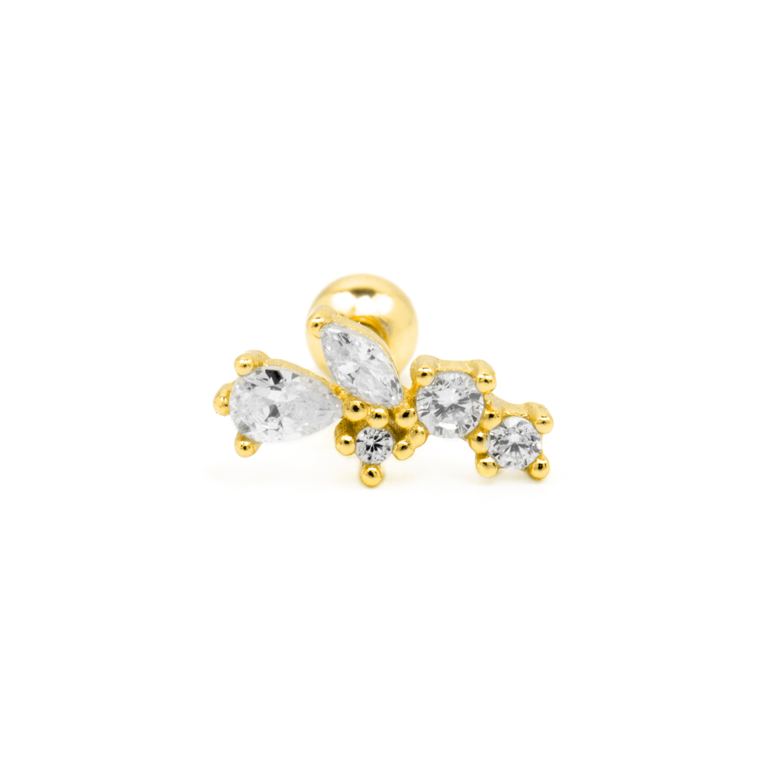 925 Sterling Silver Piercing with Brilliant Cubic Zirconia finished in 18k Yellow Gold - Abill