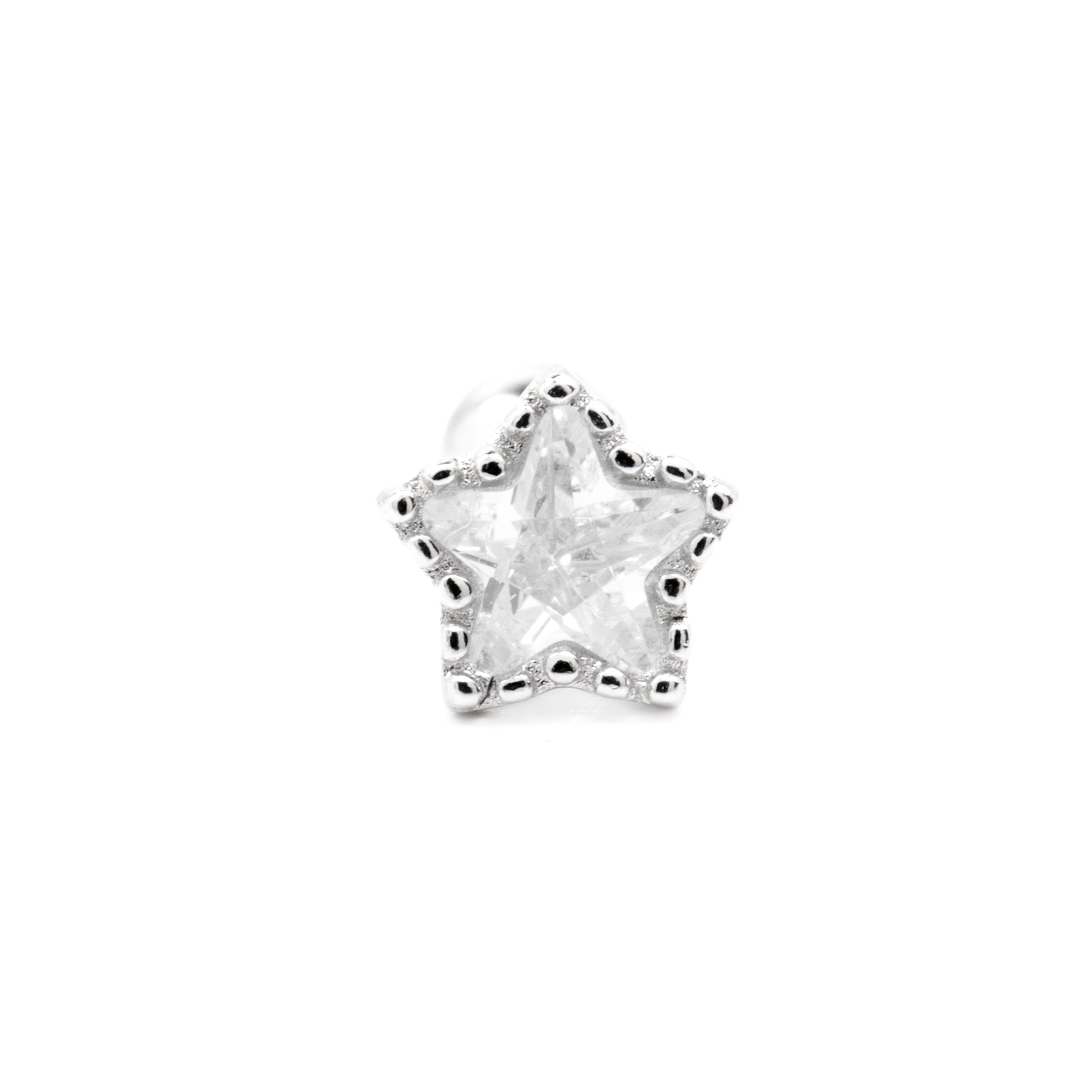 Piercing en argent sterling 925 et zircon brillant finition rhodiée - Defad