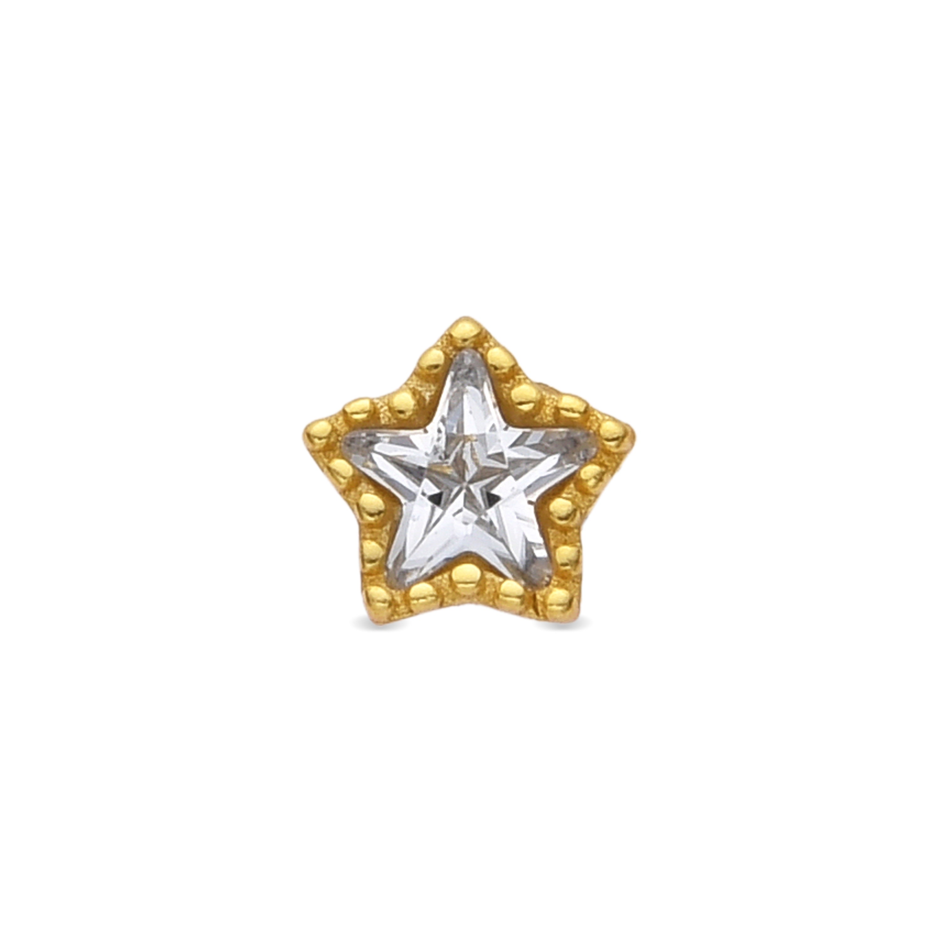 Piercing en argent sterling 925 et zircon brillant finition or jaune 18k - Defad