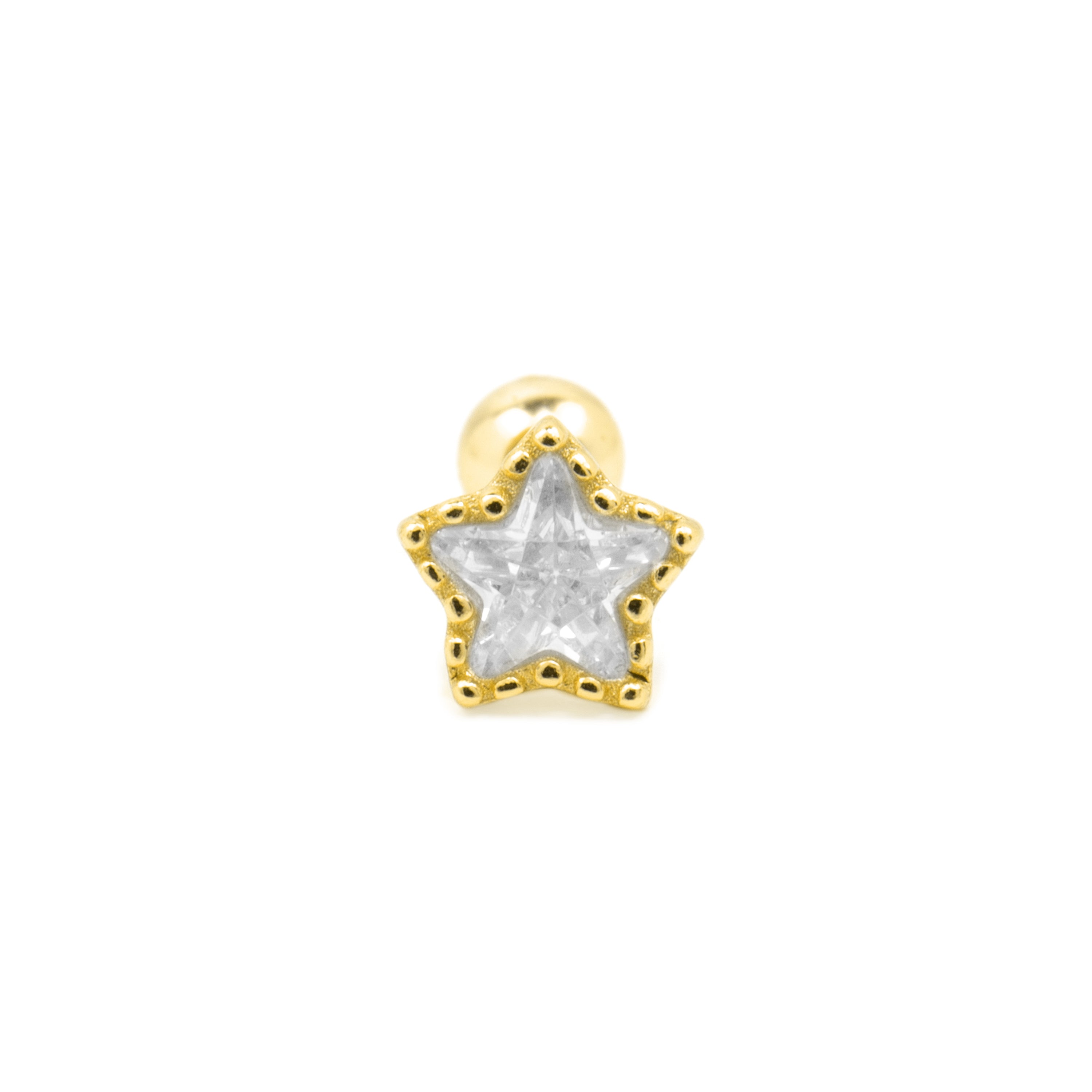 Piercing en argent sterling 925 et zircon brillant finition or jaune 18k - Defad