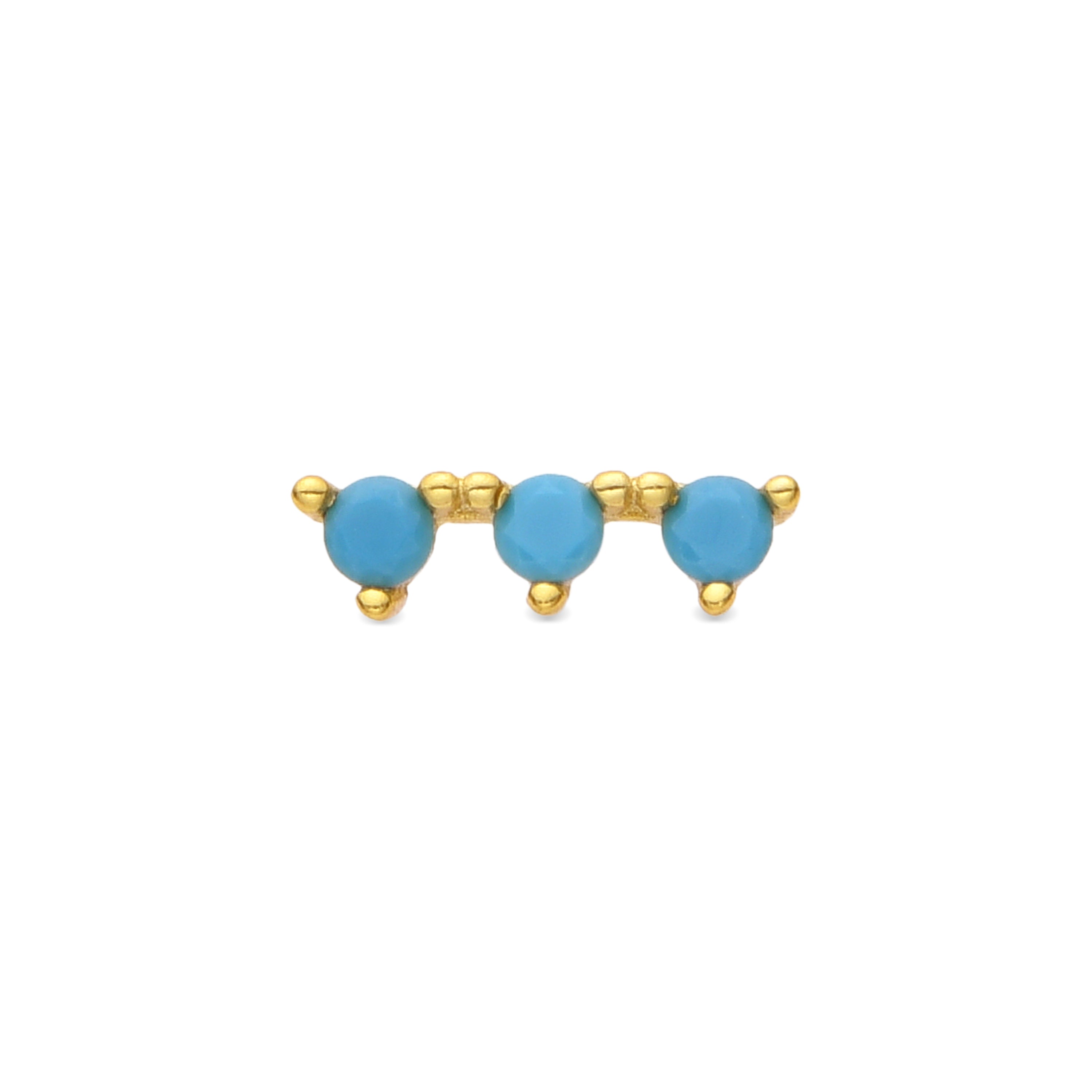 Piercing en argent sterling 925 et turquoise finition or jaune 18k - Tepi