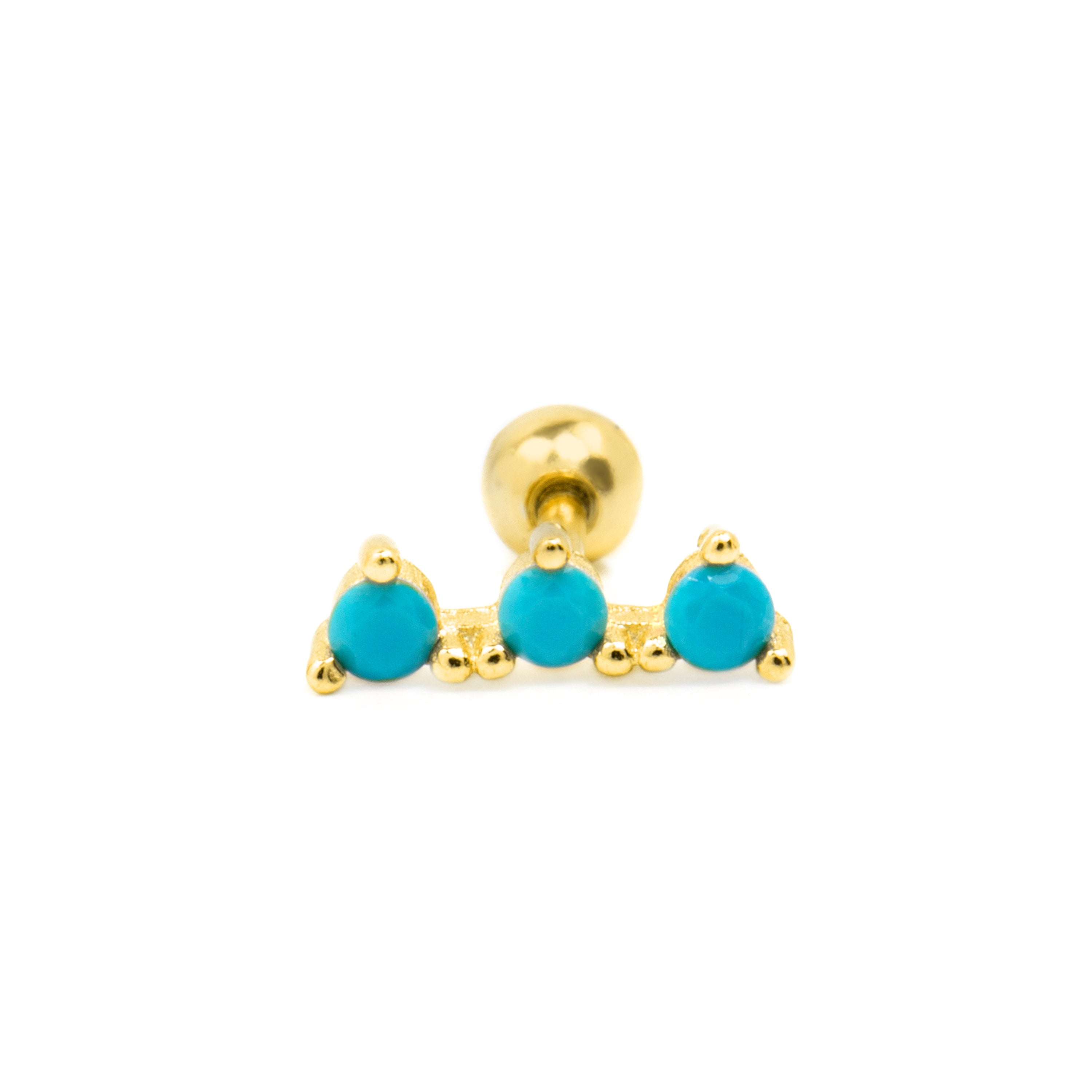 Piercing en argent sterling 925 et turquoise finition or jaune 18k - Tepi