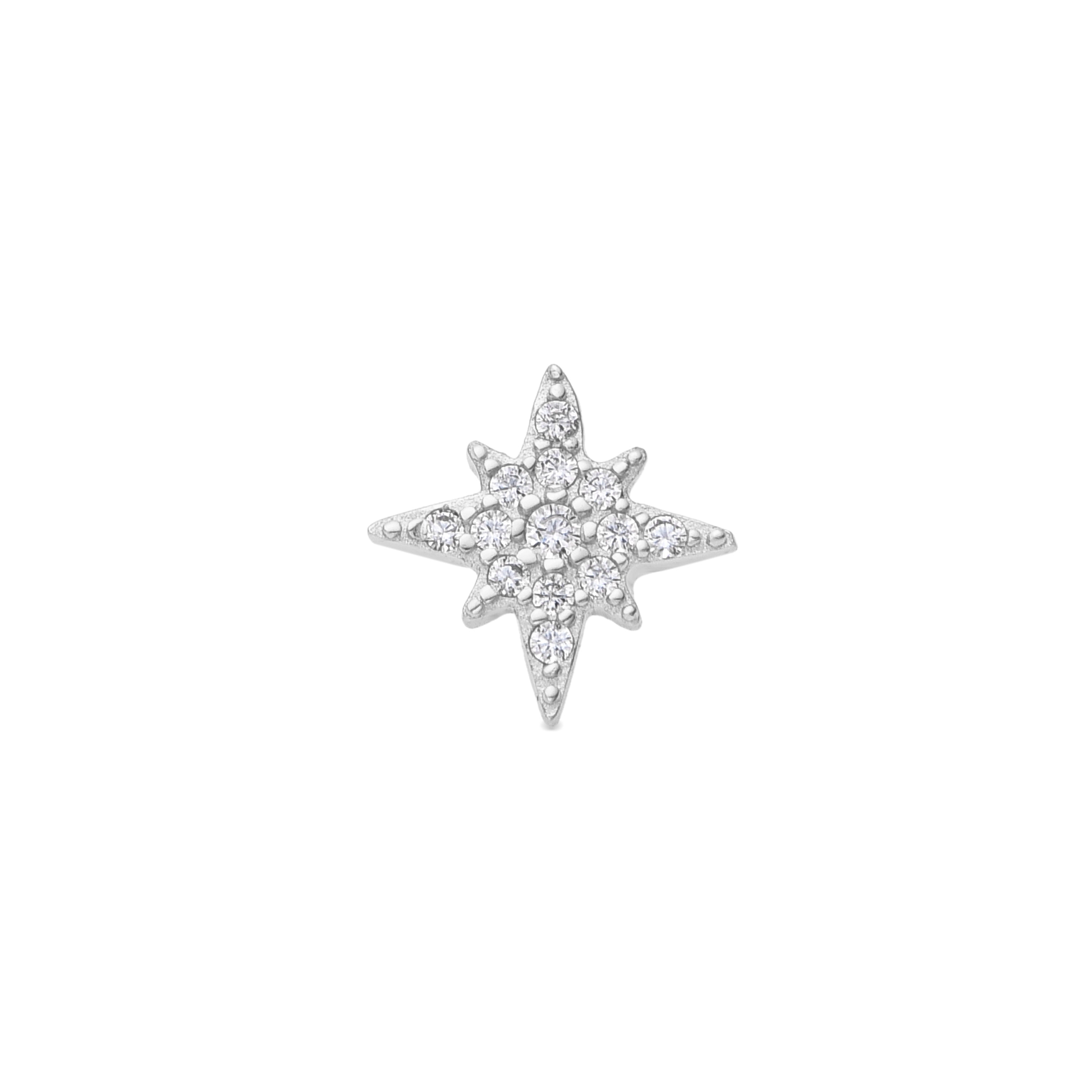 925 Sterling Silver Piercing with Brilliant Zirconia Rhodium Finish - Rakper