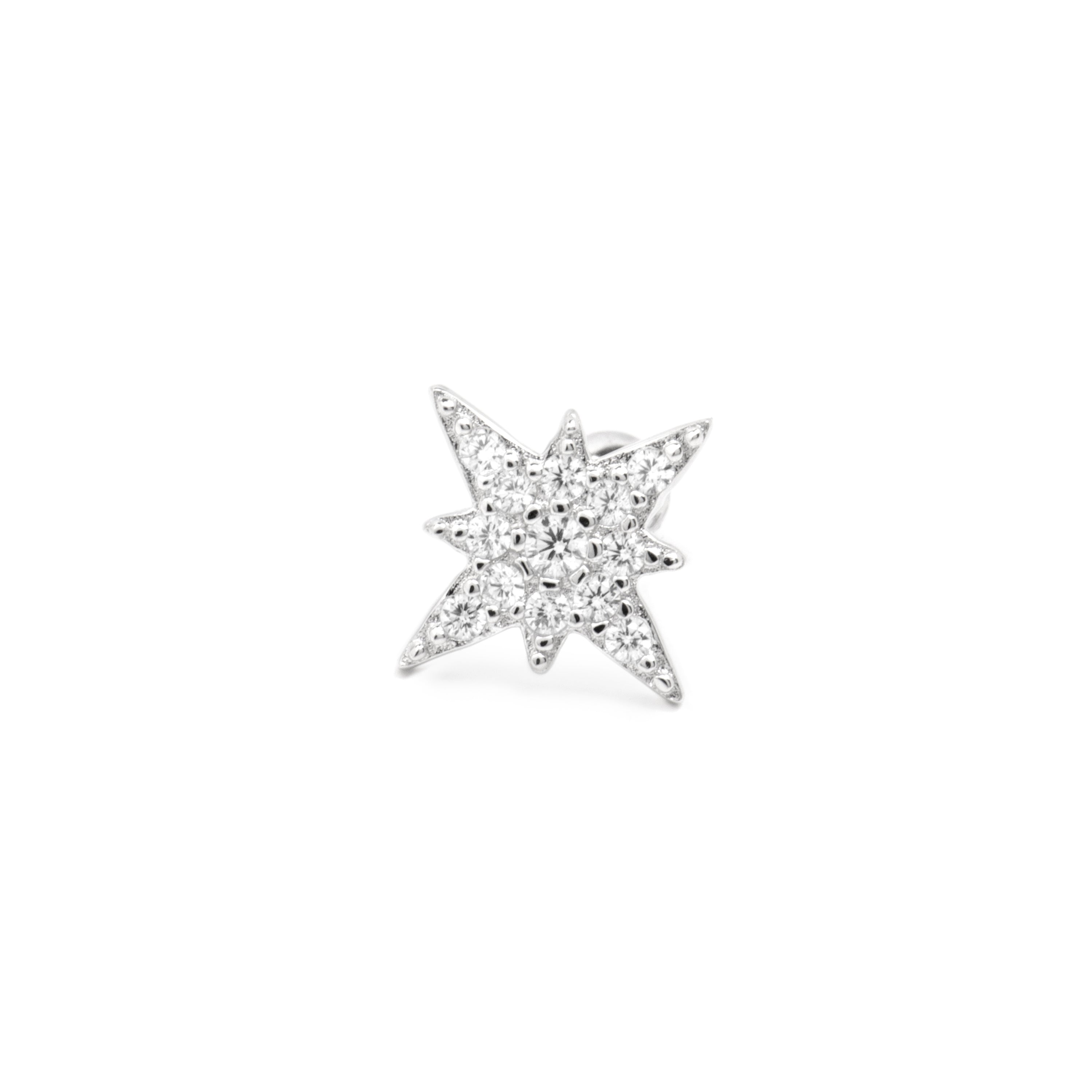 925 Sterling Silver Piercing with Brilliant Zirconia Rhodium Finish - Rakper
