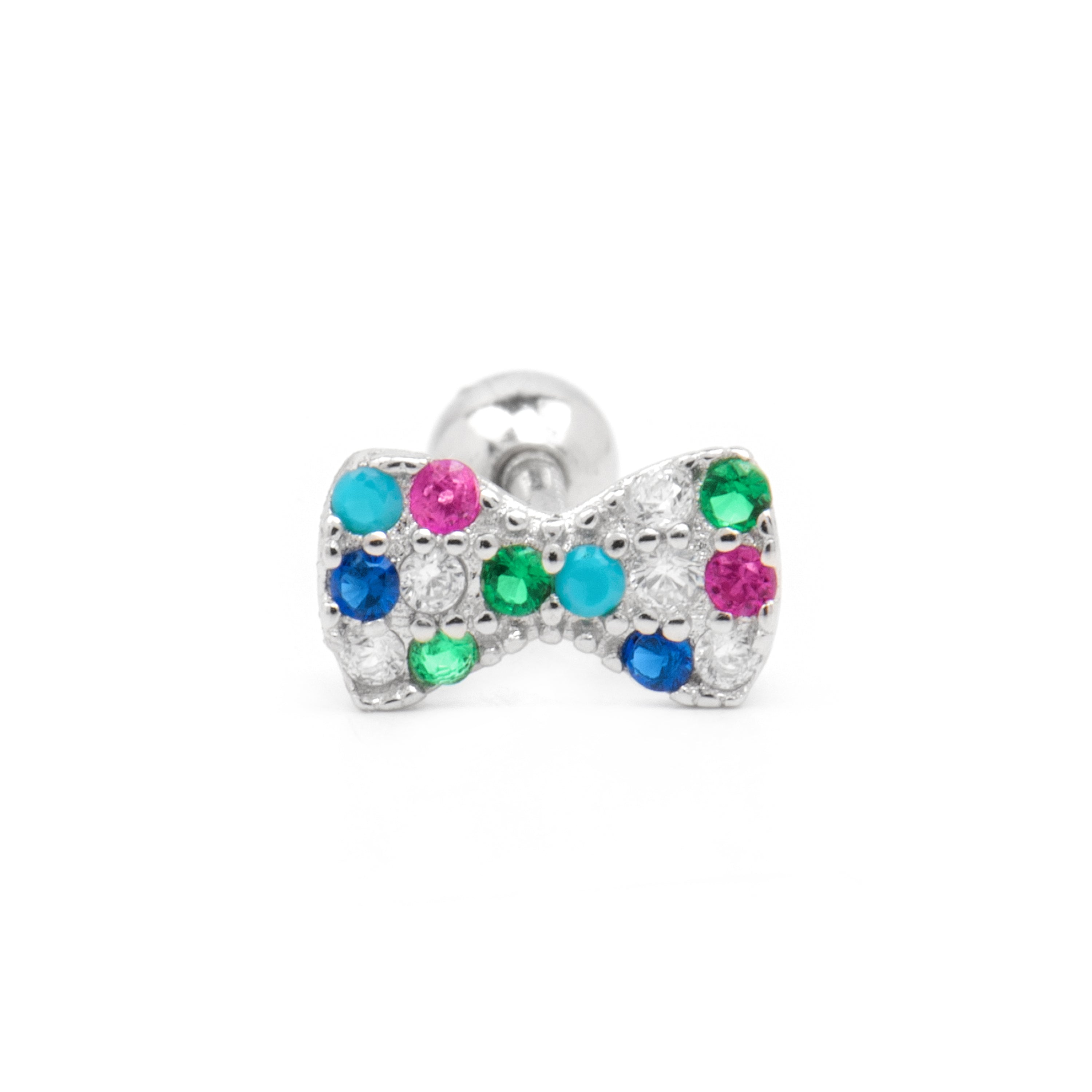 Piercing de Plata de Ley 925 y Circonita Multicolor acabado rodio - Nariel