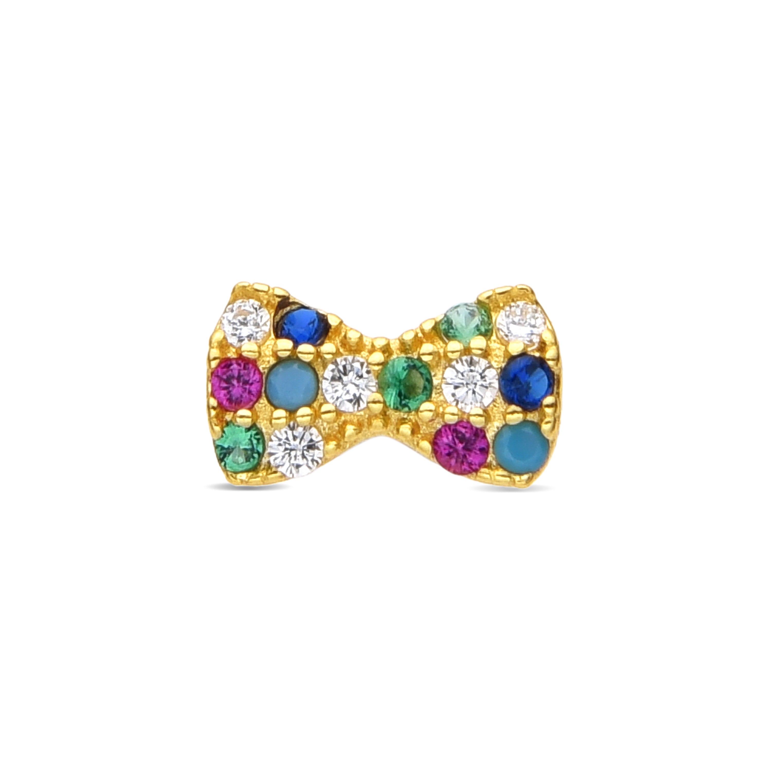 Piercing en argent sterling 925 et zircon multicolore finition or jaune 18k - Nariel