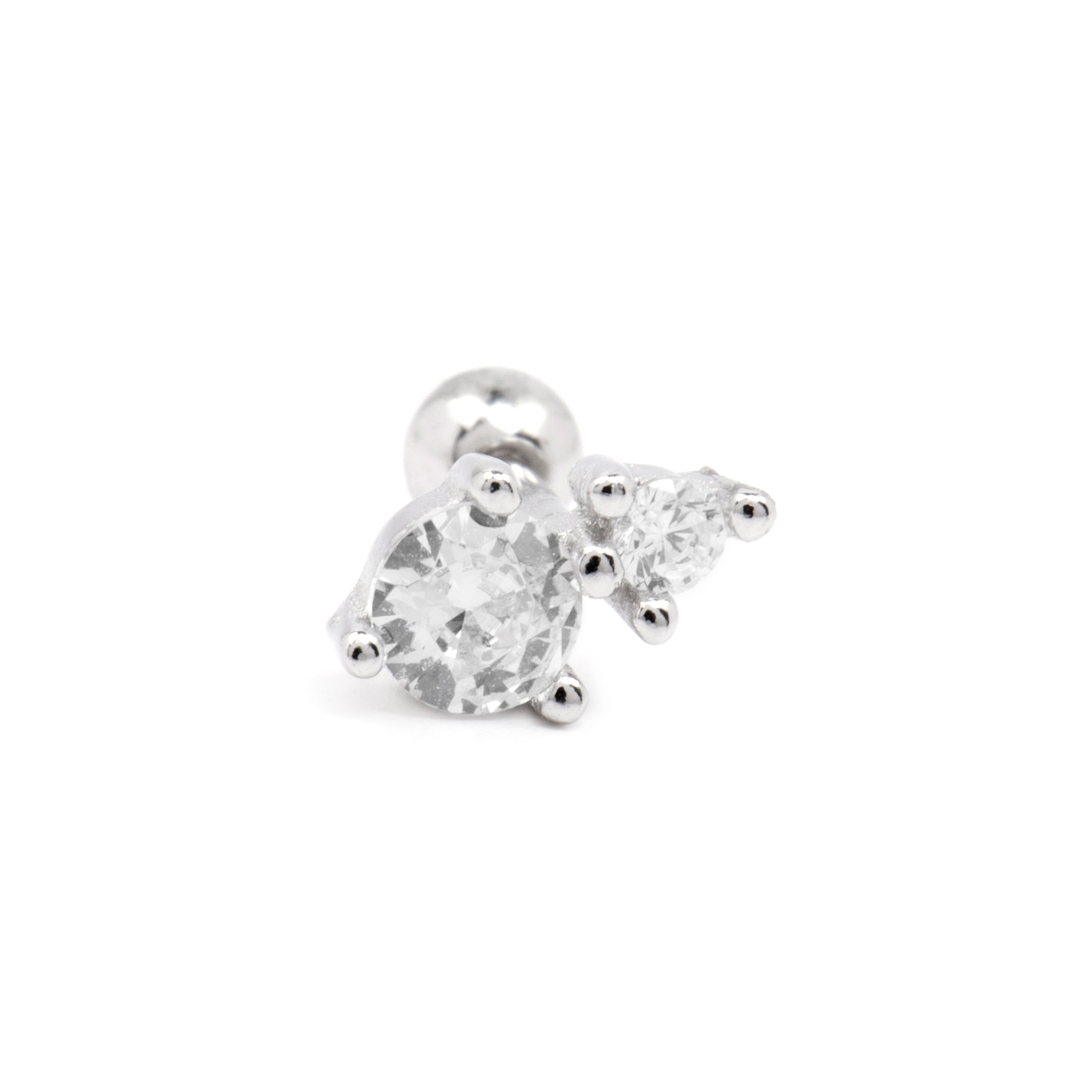 Piercing en argent sterling 925 et zircon brillant finition rhodiée - Odwa