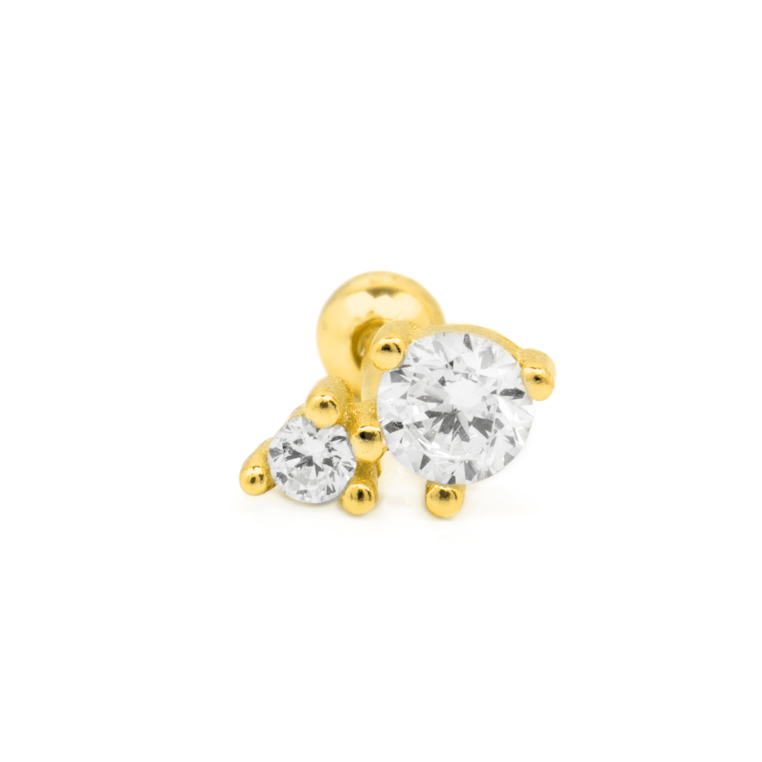 Piercing de Prata de Lei 925 e Zircónia Brilhante acabamento em ouro amarelo de 18k - Odwa