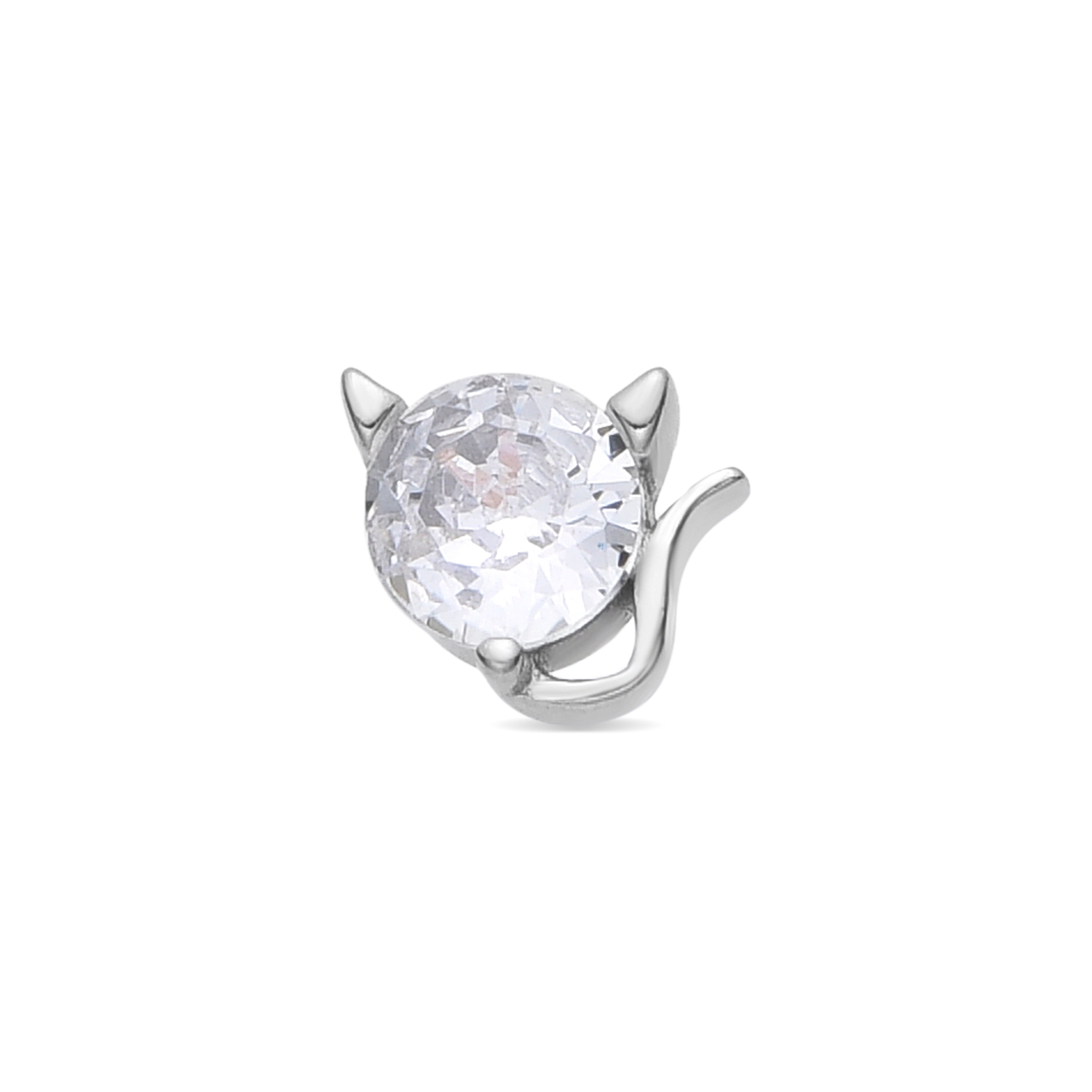 925 Sterling Silver Piercing with Brilliant Zirconia Rhodium Finish - Volsi