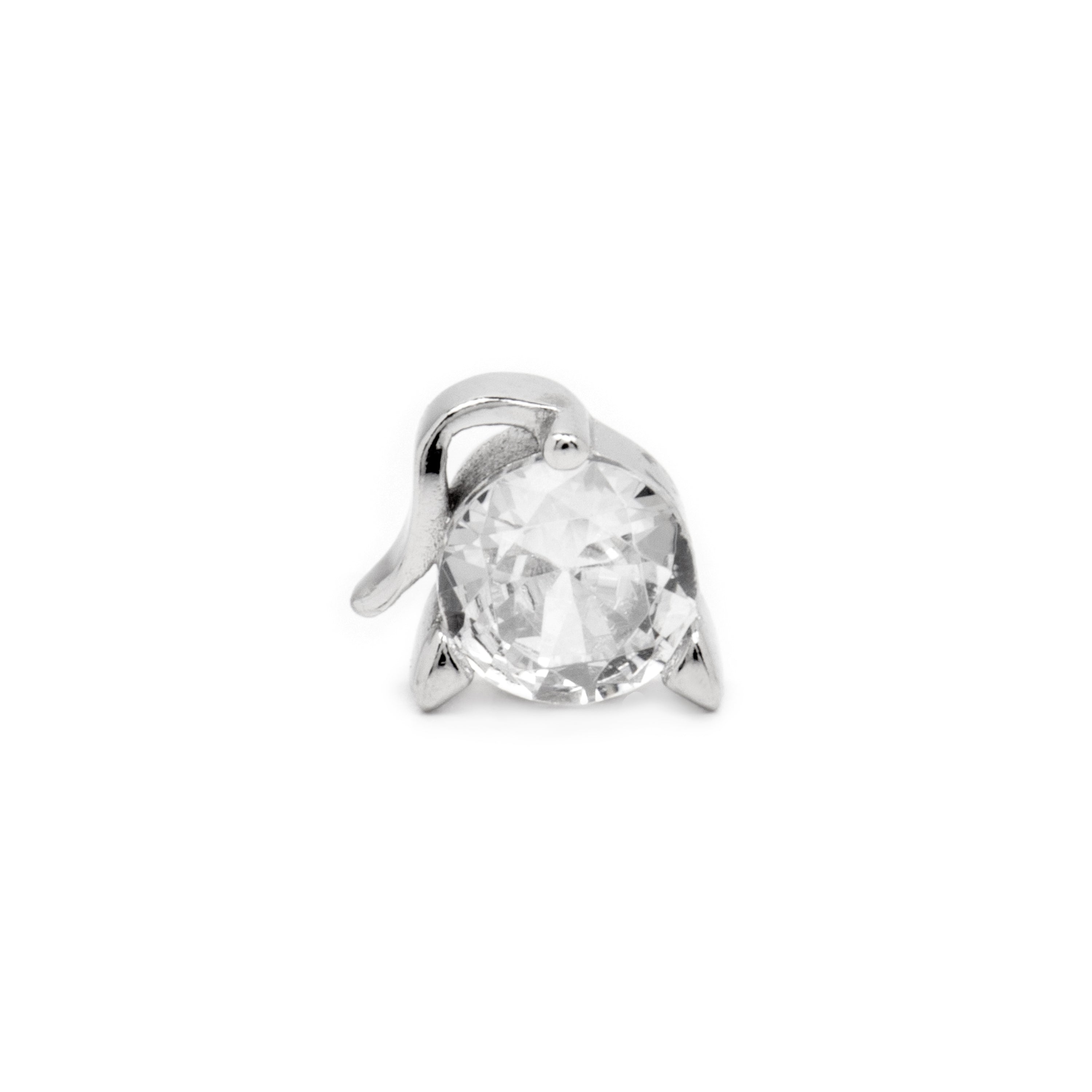 925 Sterling Silver Piercing with Brilliant Zirconia Rhodium Finish - Volsi