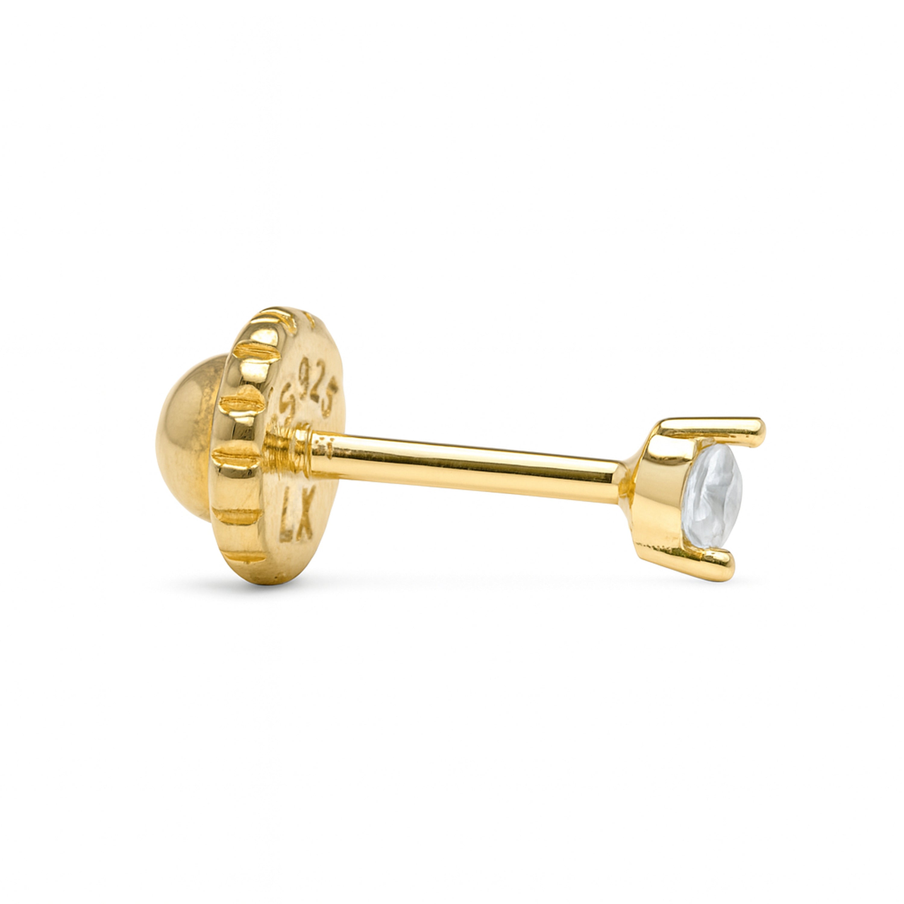Piercing en argent sterling 925 et zircon brillant finition en or jaune 18k - Xitel