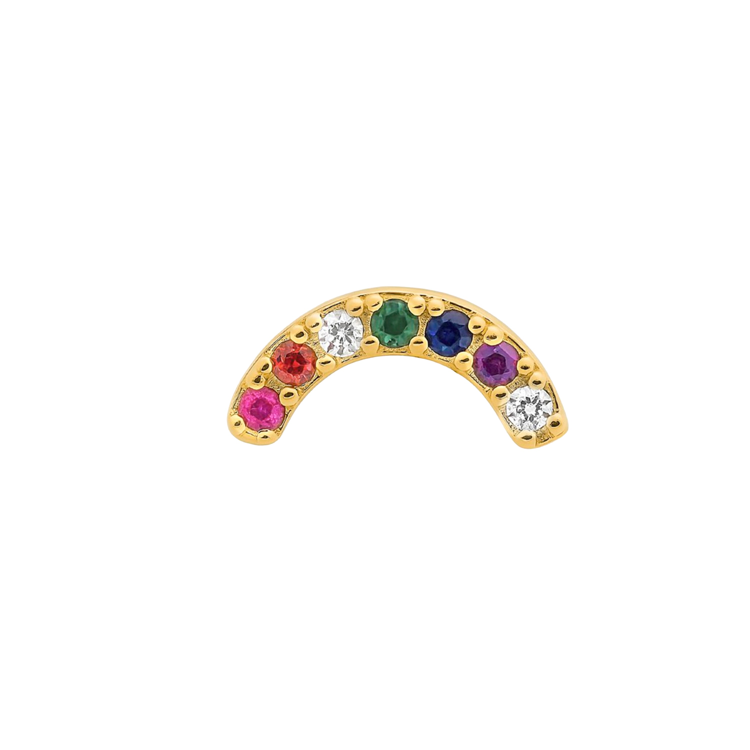 Piercing de Prata de Lei 925 e Zircónia Multicolor acabamento em ouro amarelo 18k - Bora