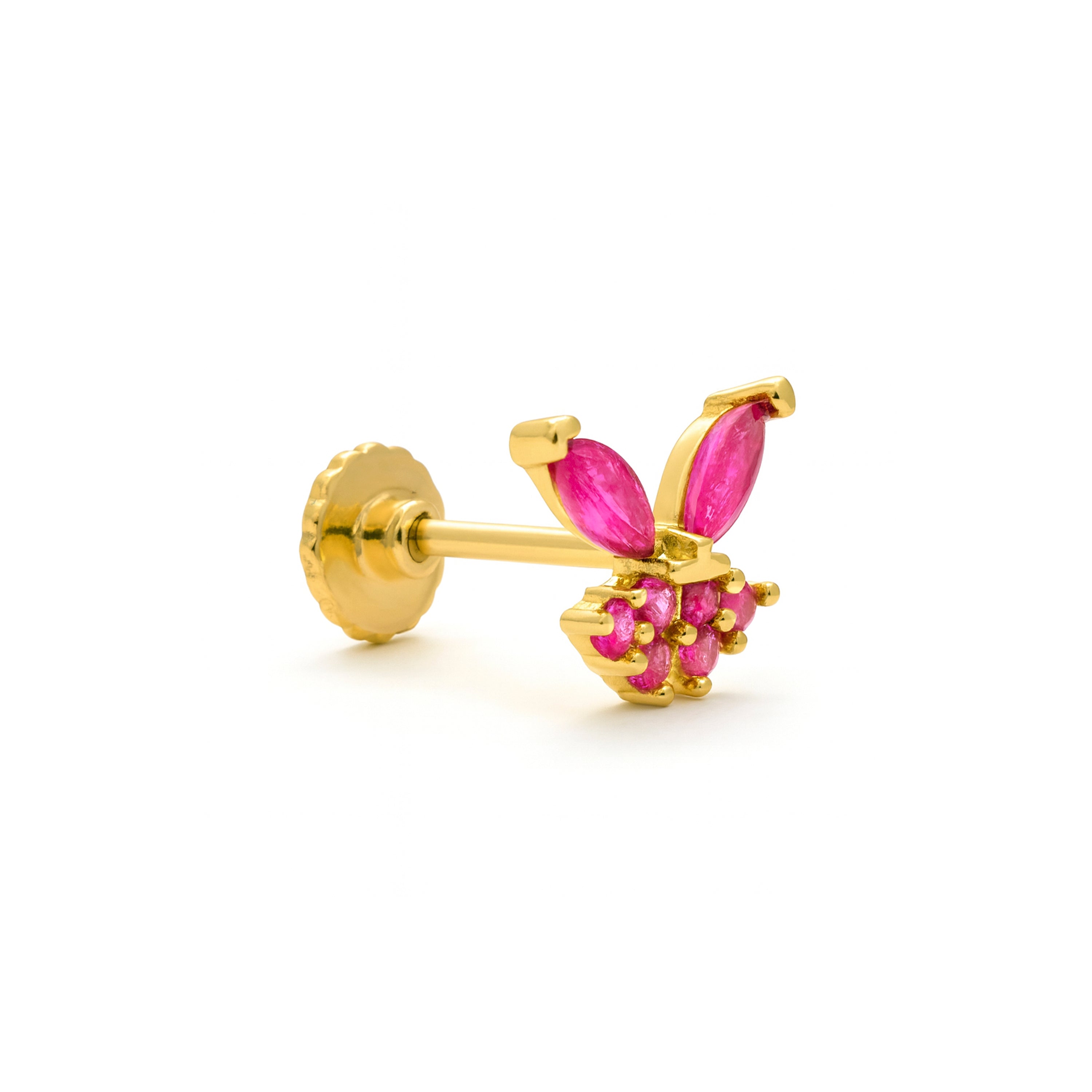 Piercing aus 925 Sterlingsilber und Rubin-Zirkonia mit 18k Gelbgold-Finish - Helni
