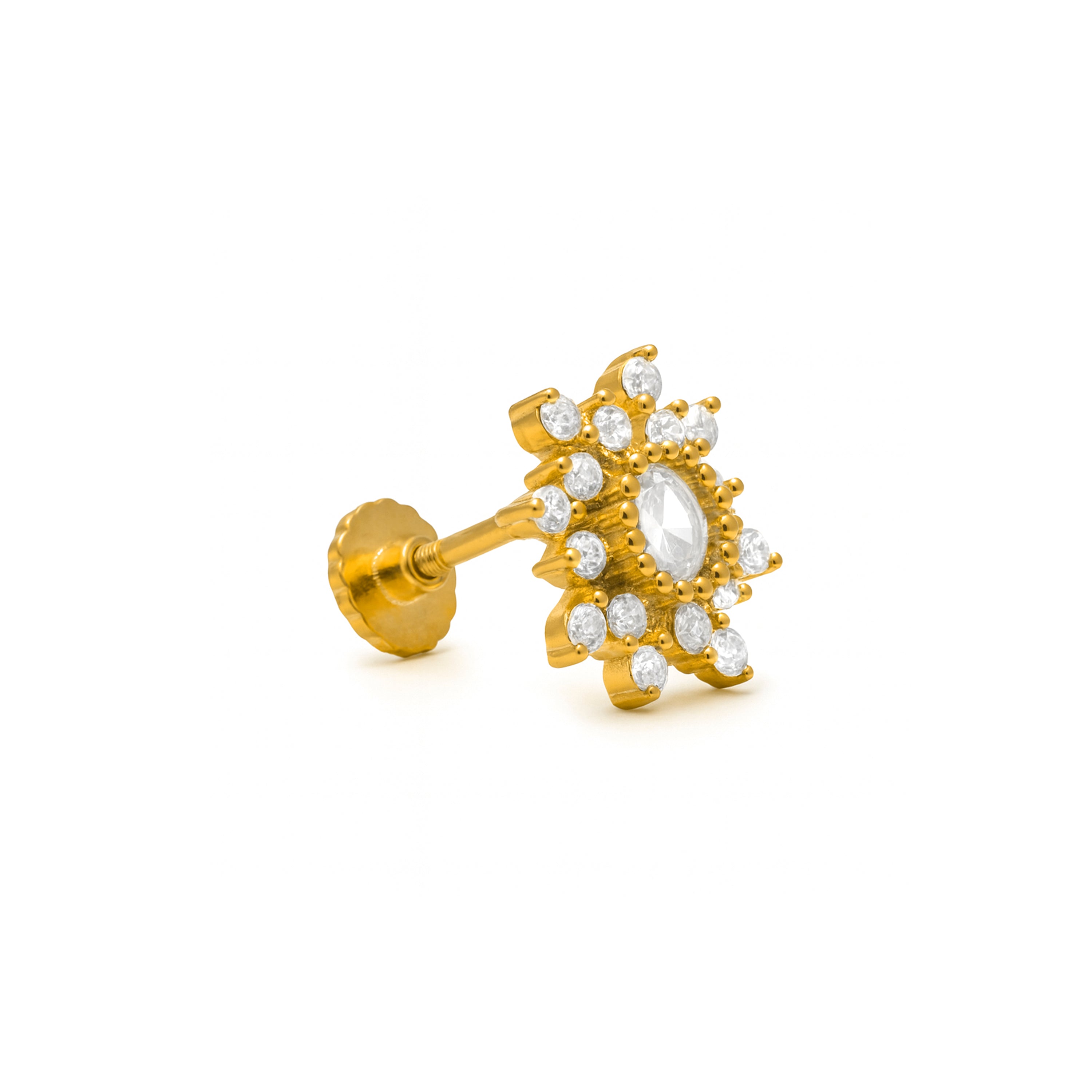 Piercing aus 925 Sterlingsilber und funkelndem Zirkonia mit 18k Gelbgold-Finish - Ulsah
