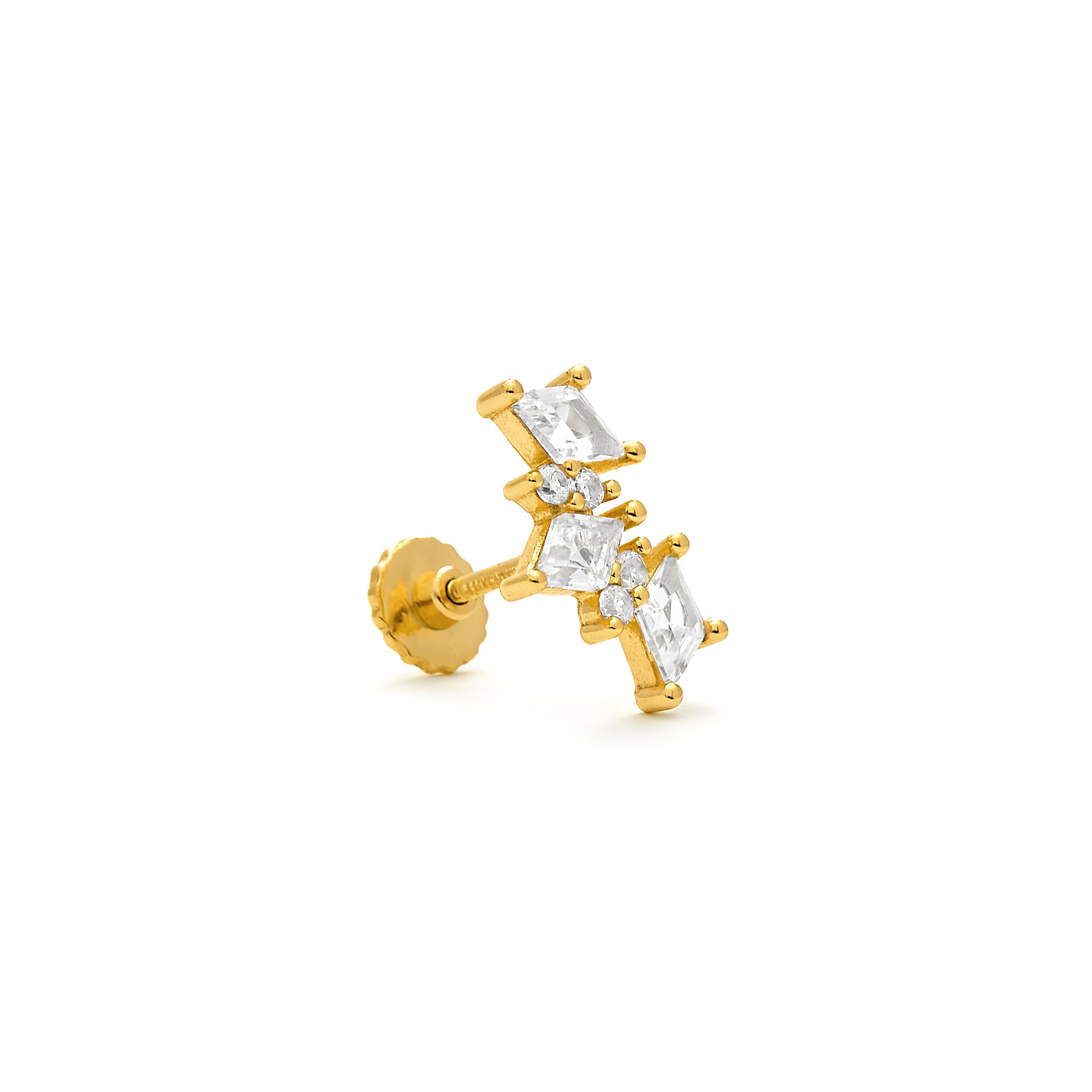 Piercing em Prata de Lei 925 e Zircónia Brilhante com acabamento em ouro amarelo 18k - Soura