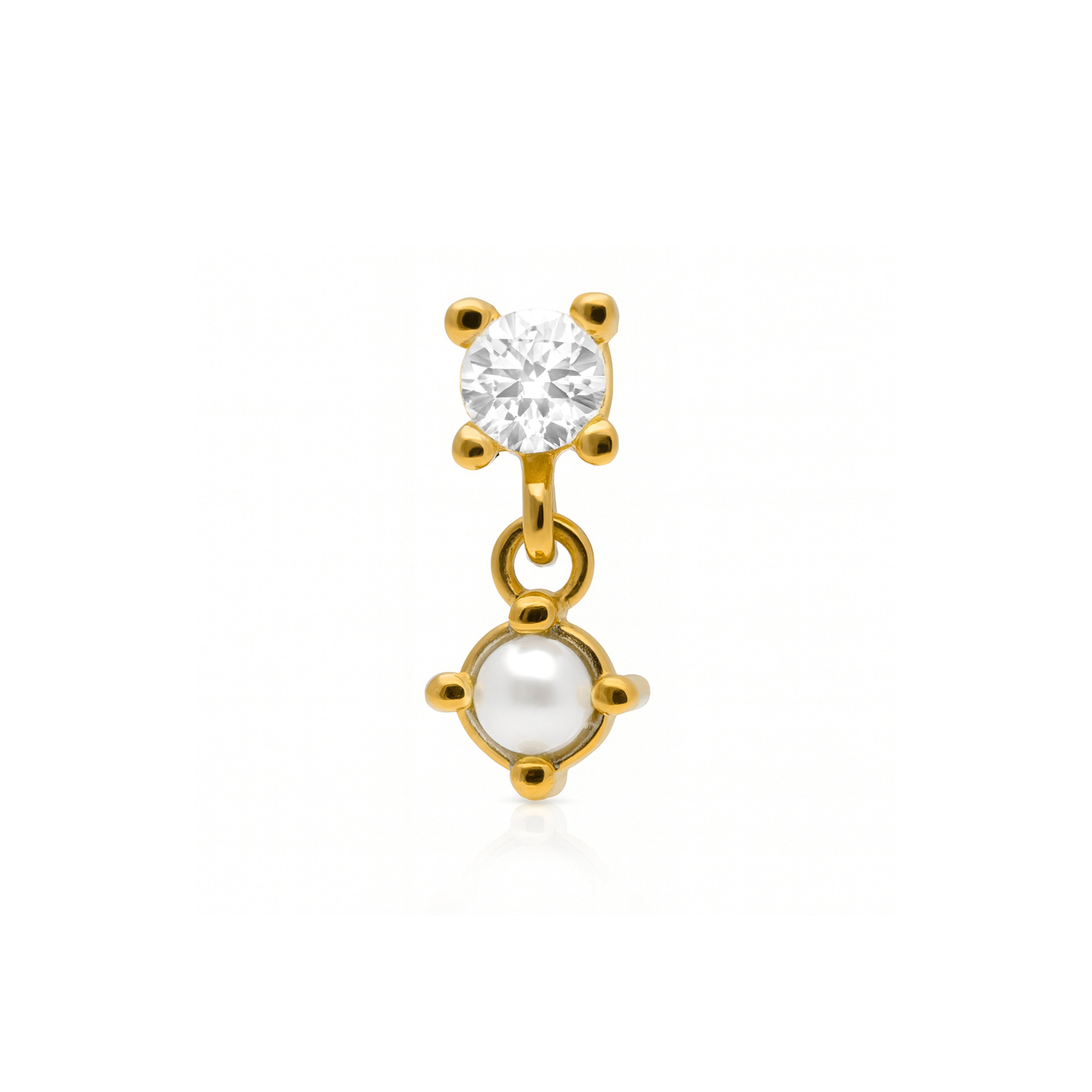 925 Sterling Silver Piercing and White Pearl finished in 18k Yellow Gold - Issoi