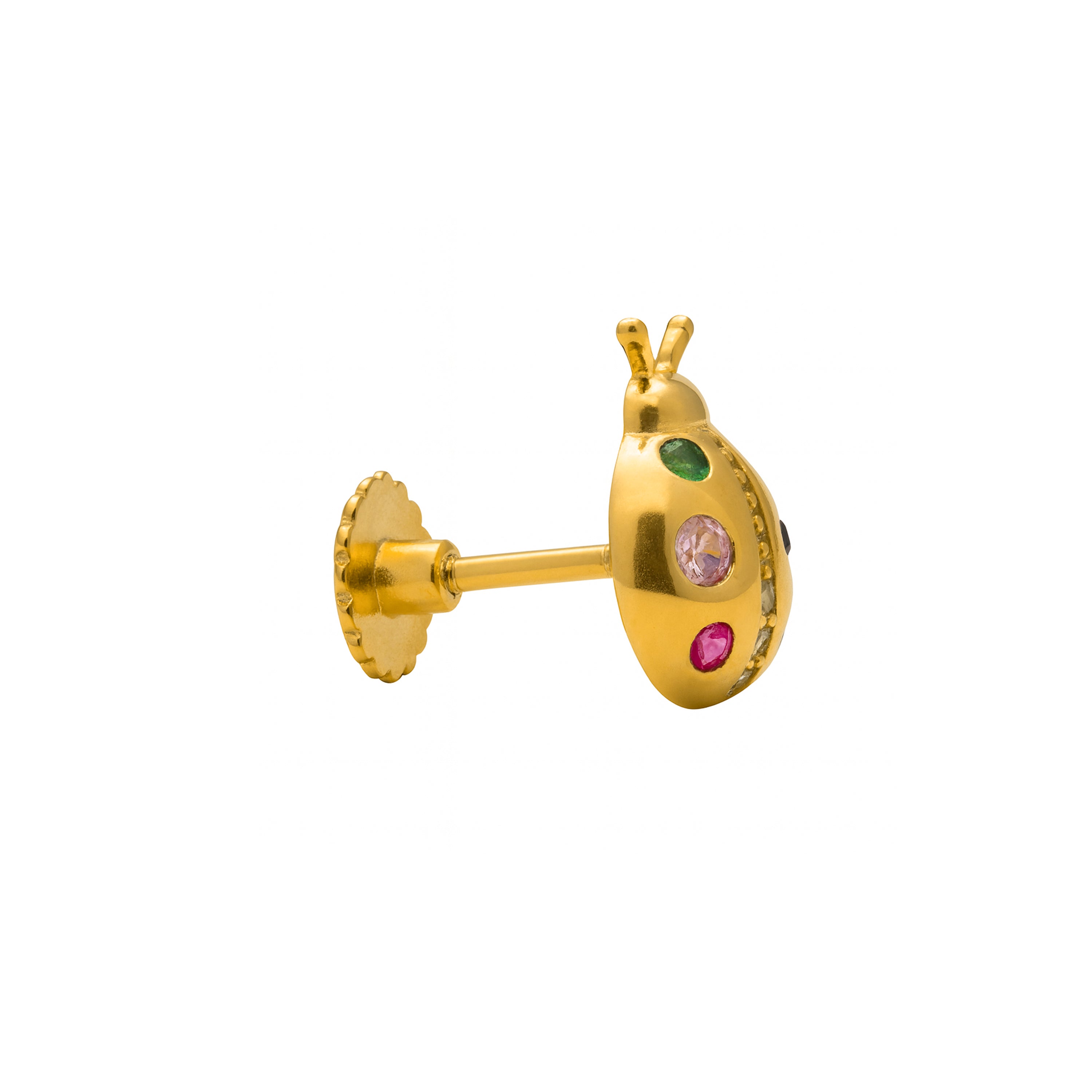 925 Sterling Silver Piercing with Multicolor Cubic Zirconia finished in 18k Yellow Gold - Nevo