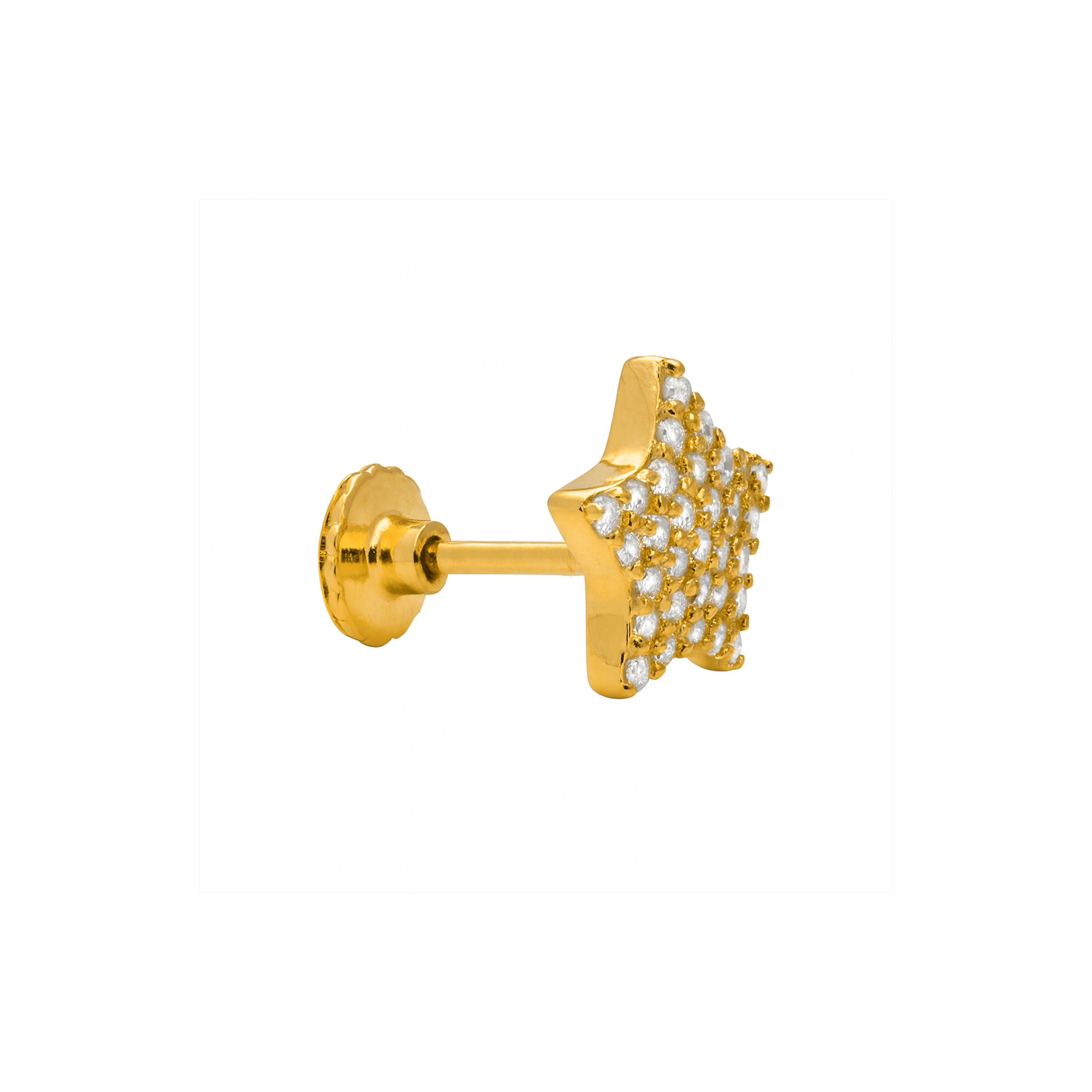 Piercing aus 925 Sterlingsilber und funkelndem Zirkonia, 18k Gelbgold-Finish - Barix