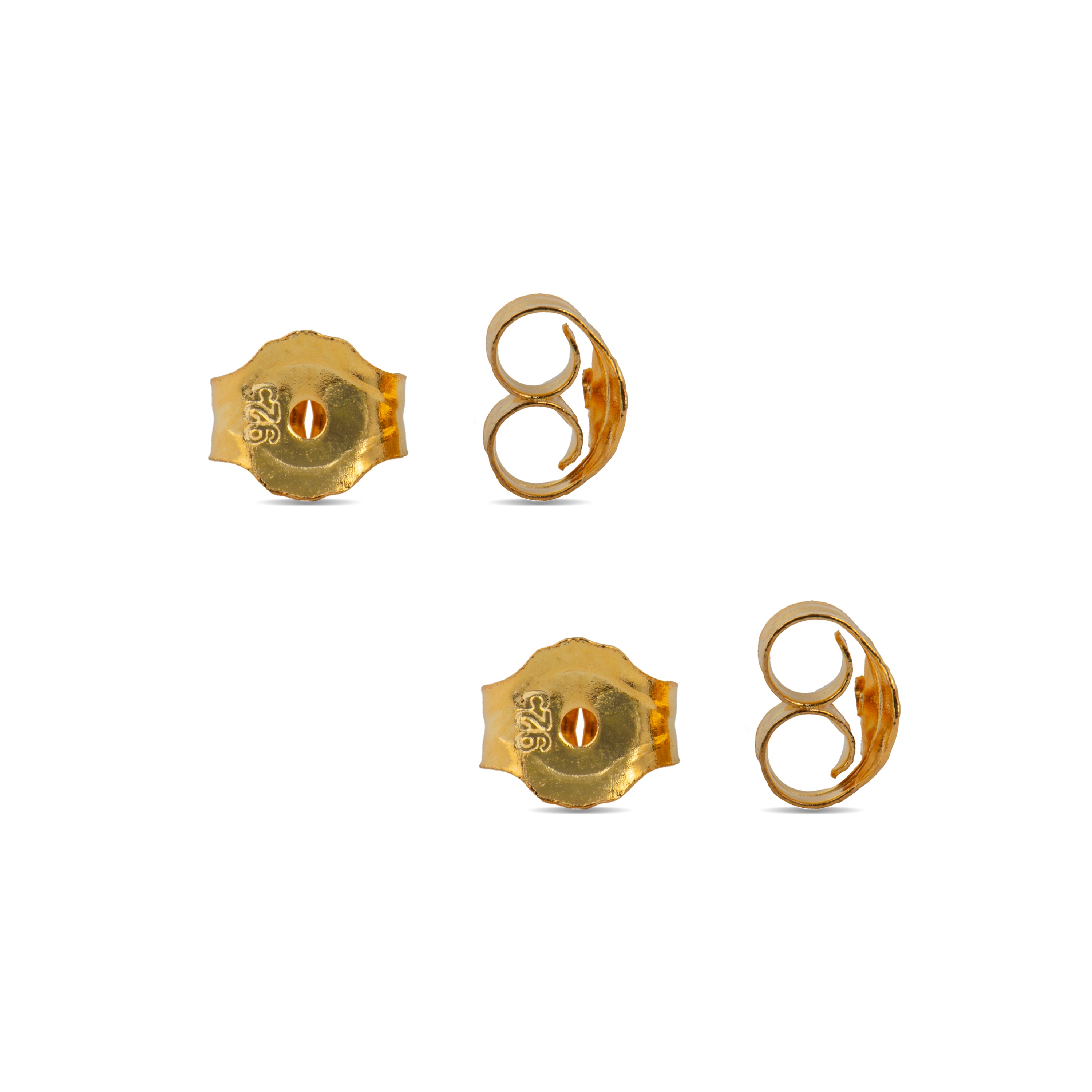 Brincos pequenos de prata de lei 925 com acabamento em ouro amarelo 18k - Luxenter