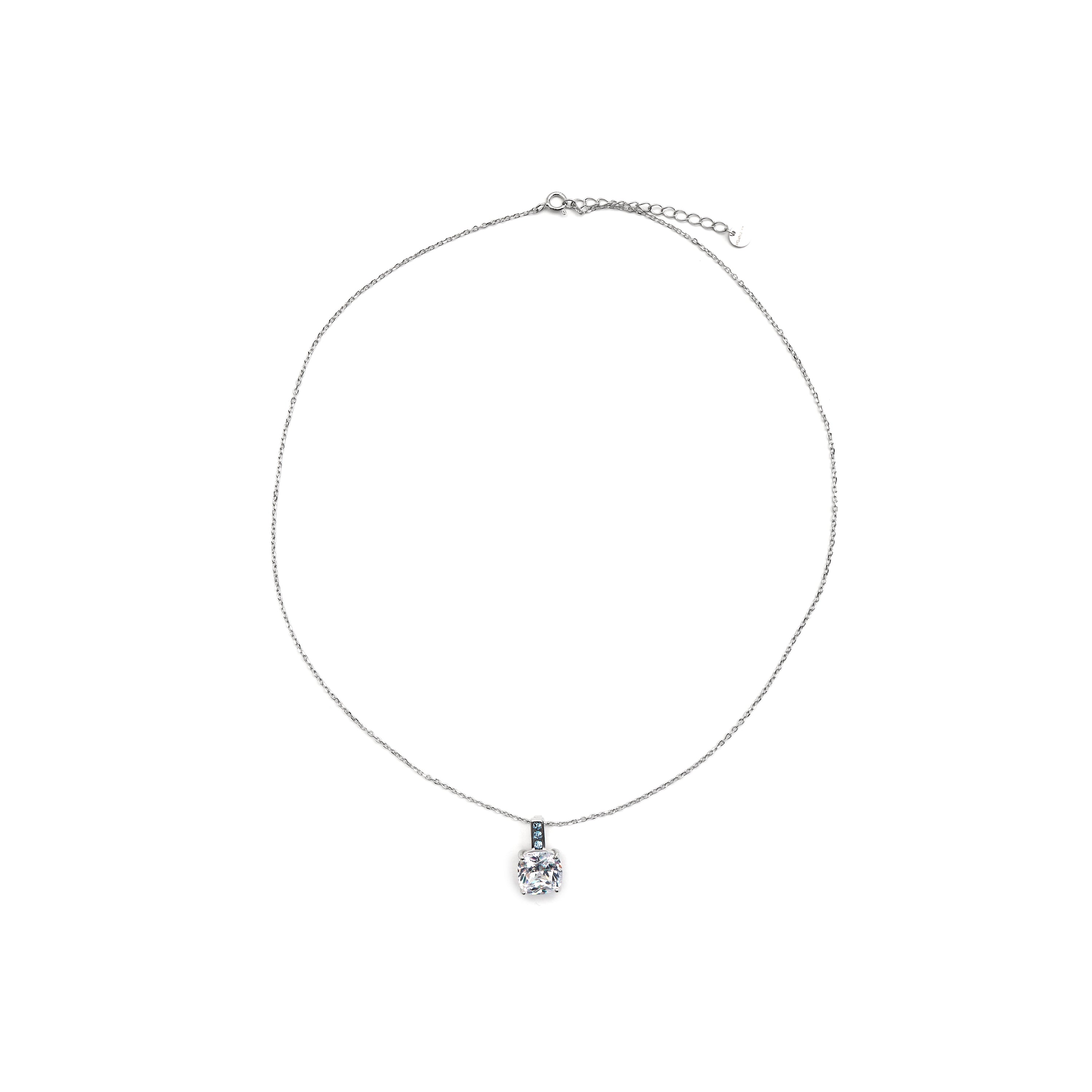 Collar de Plata de Ley 925 y Circonita Aguamarina acabado en rodio - Xephass