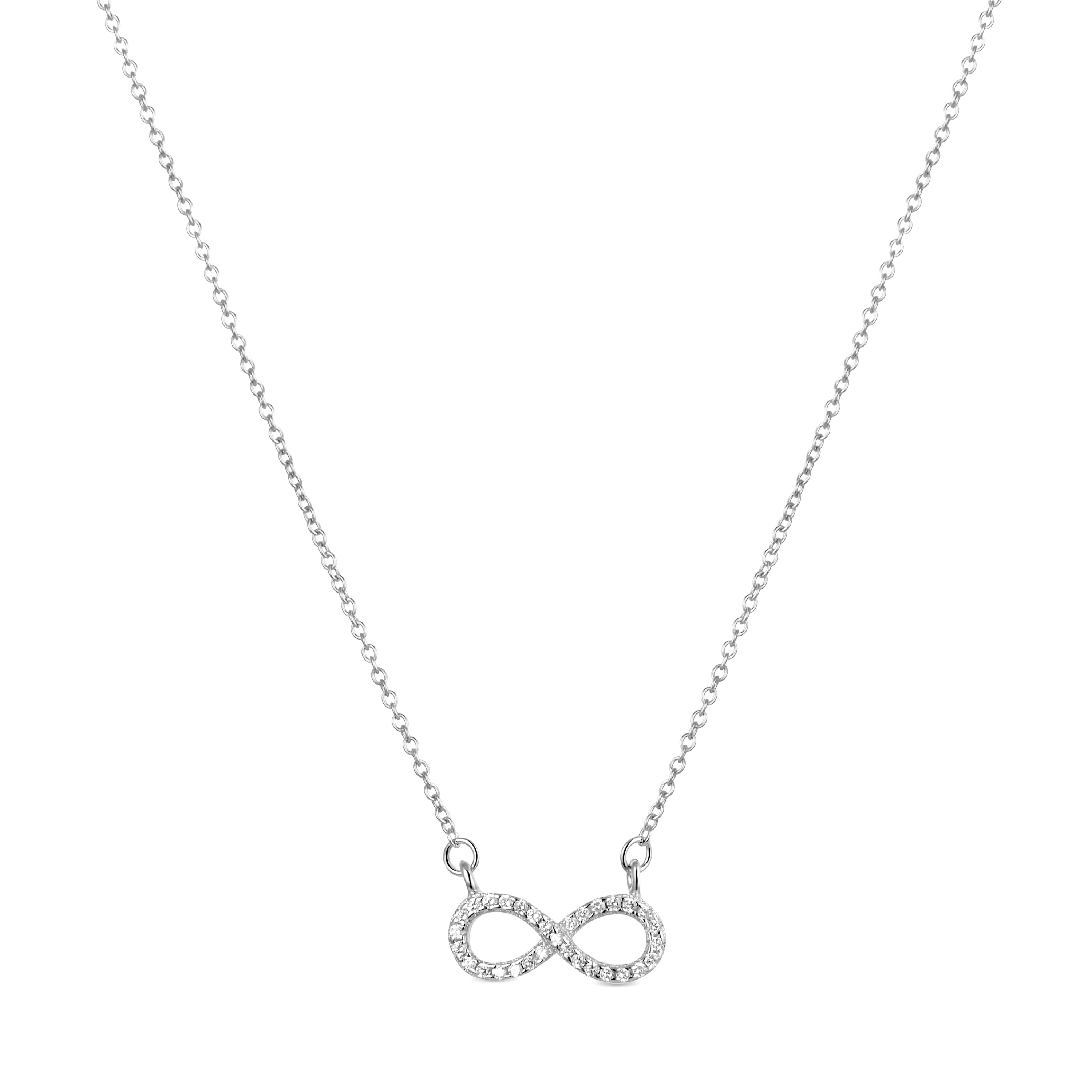 925 Sterling Silver Necklace with Brilliant Zirconia finished in Rhodium - Munthir