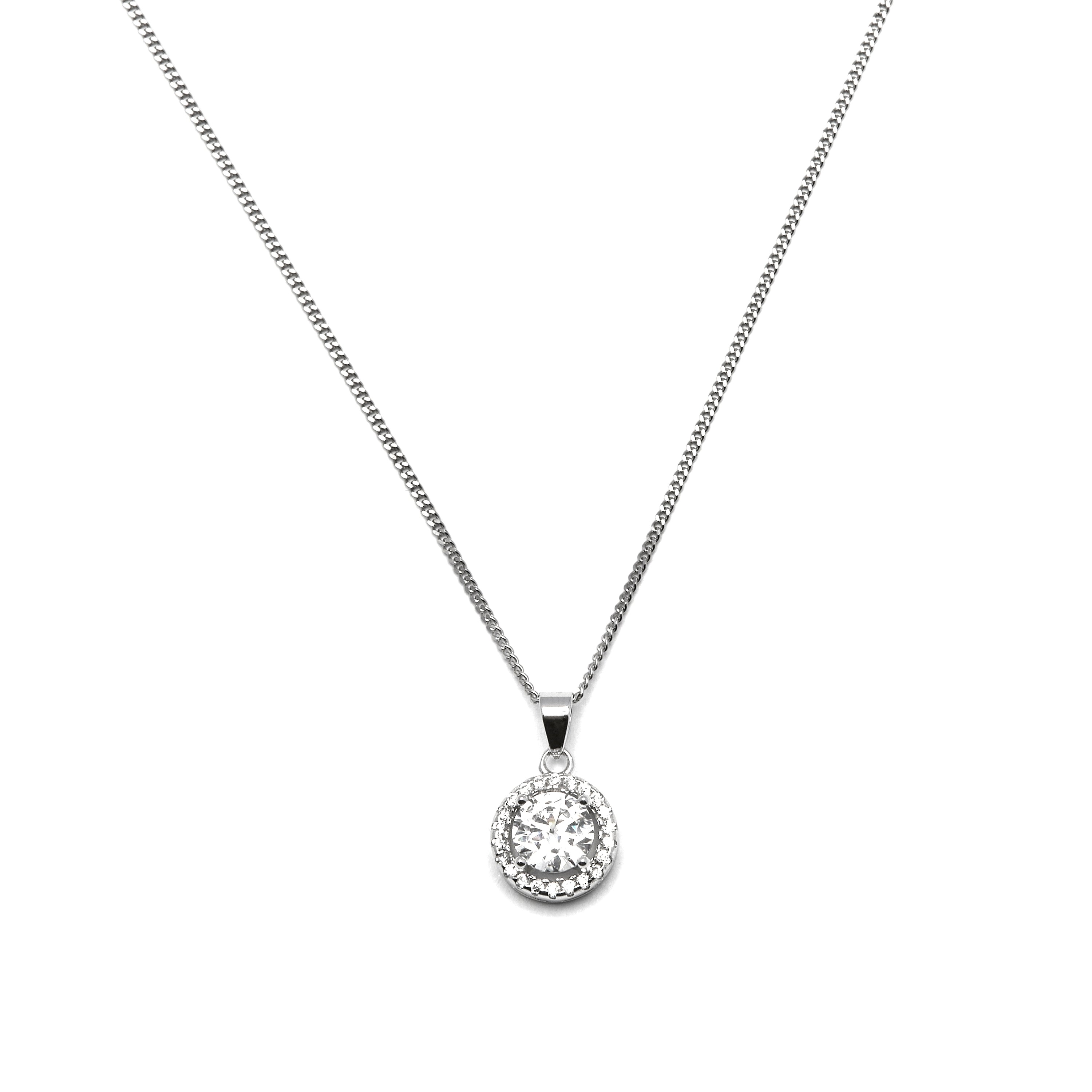Collier en argent sterling 925 avec zircon brillant finition rhodiée - Pierre de légende