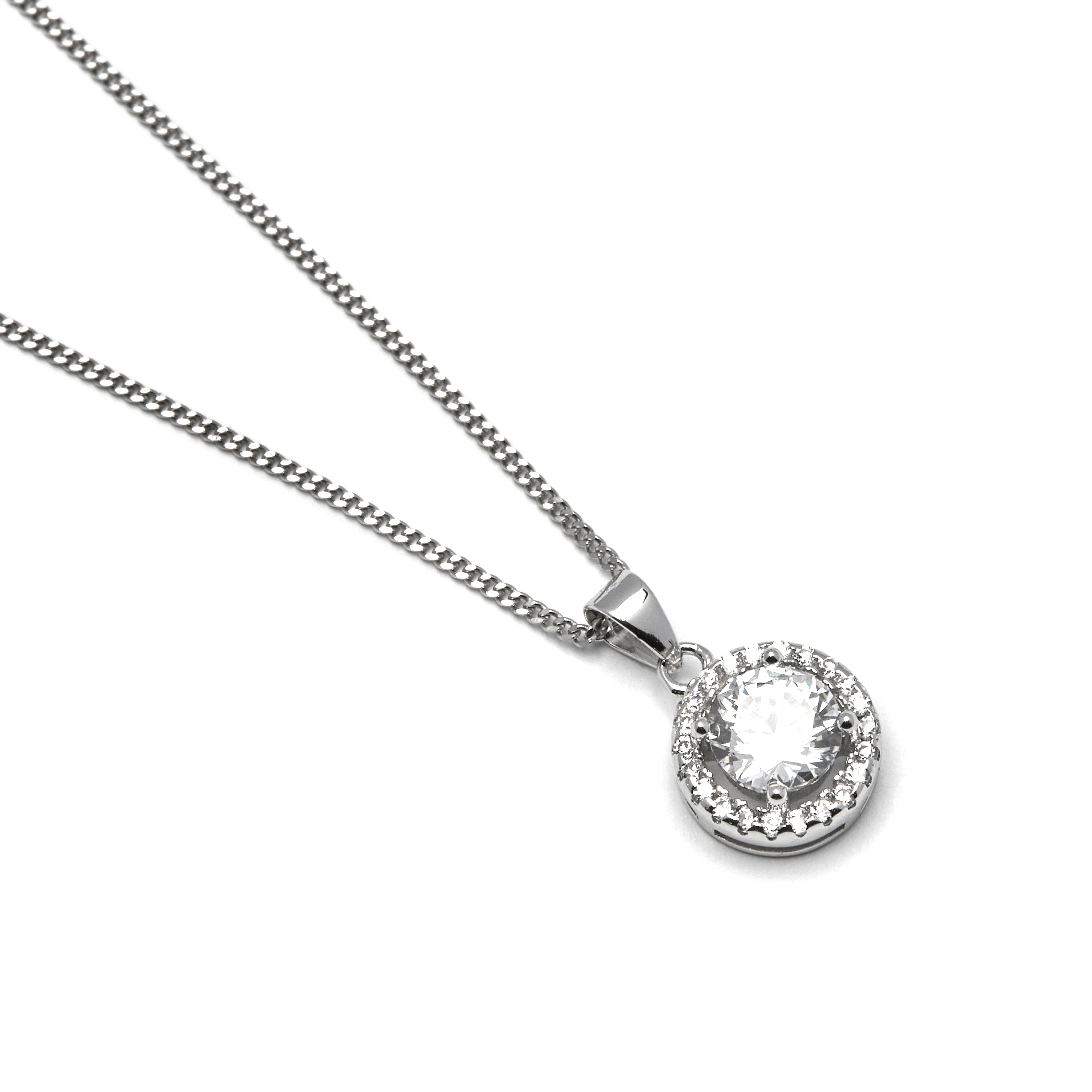 Collar de Plata de Ley 925 con Circonita Brillante acabado en rodio - Gema De Leyenda
