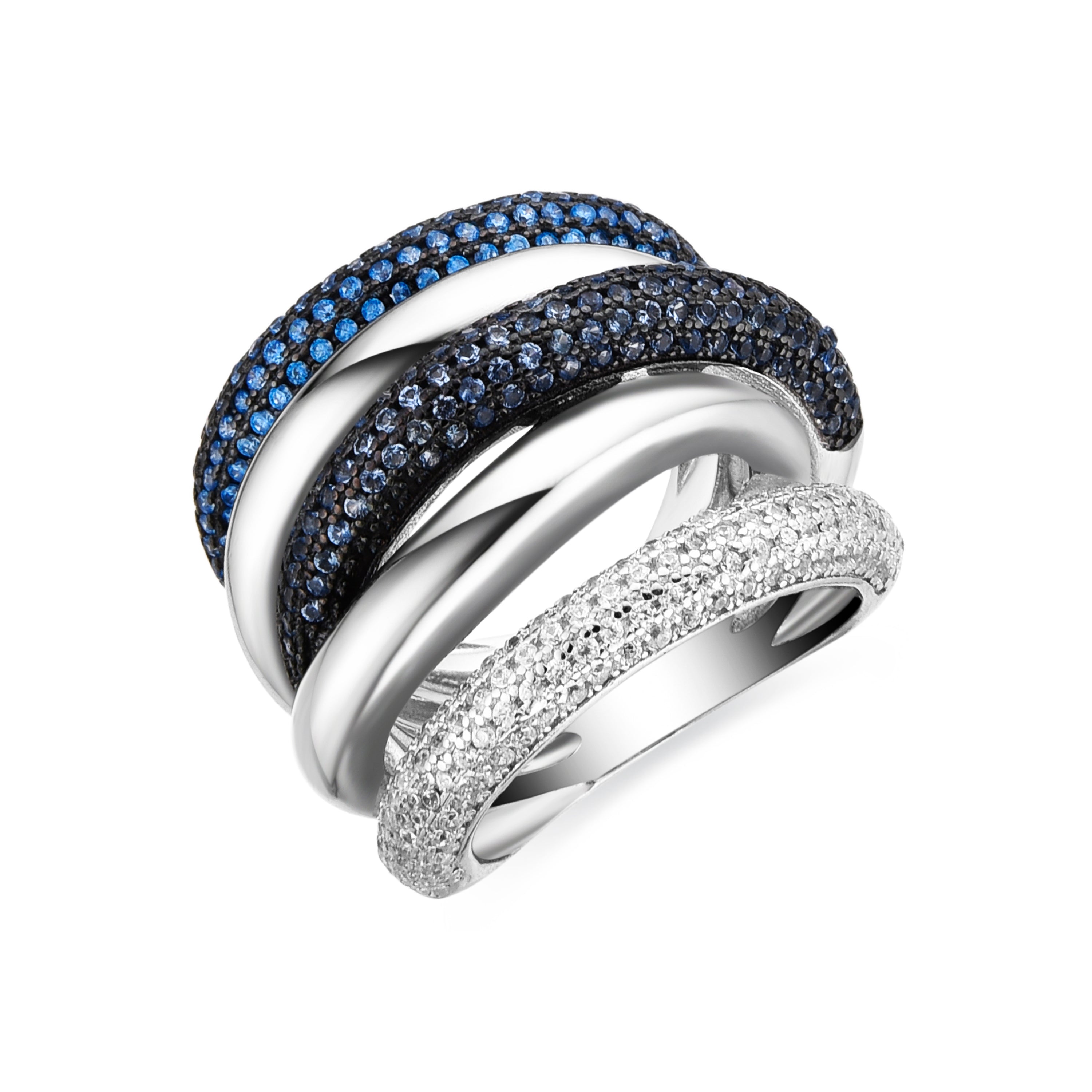 Bague en Argent Sterling 925 et Topaze Bleue Zircone finie en rhodium - Ekua