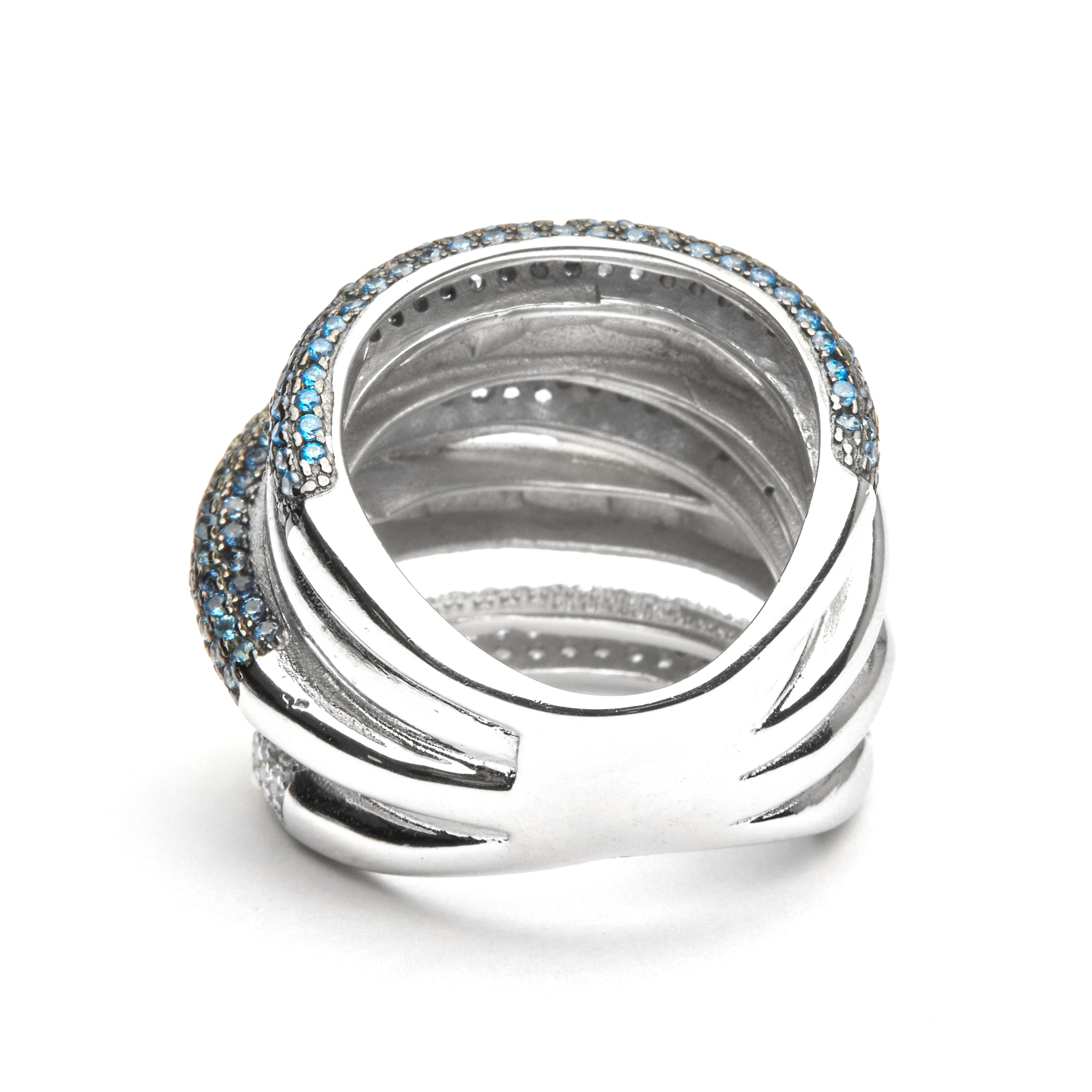 Bague en argent sterling 925 et zircon topaze bleue finition rhodiée - Ekua