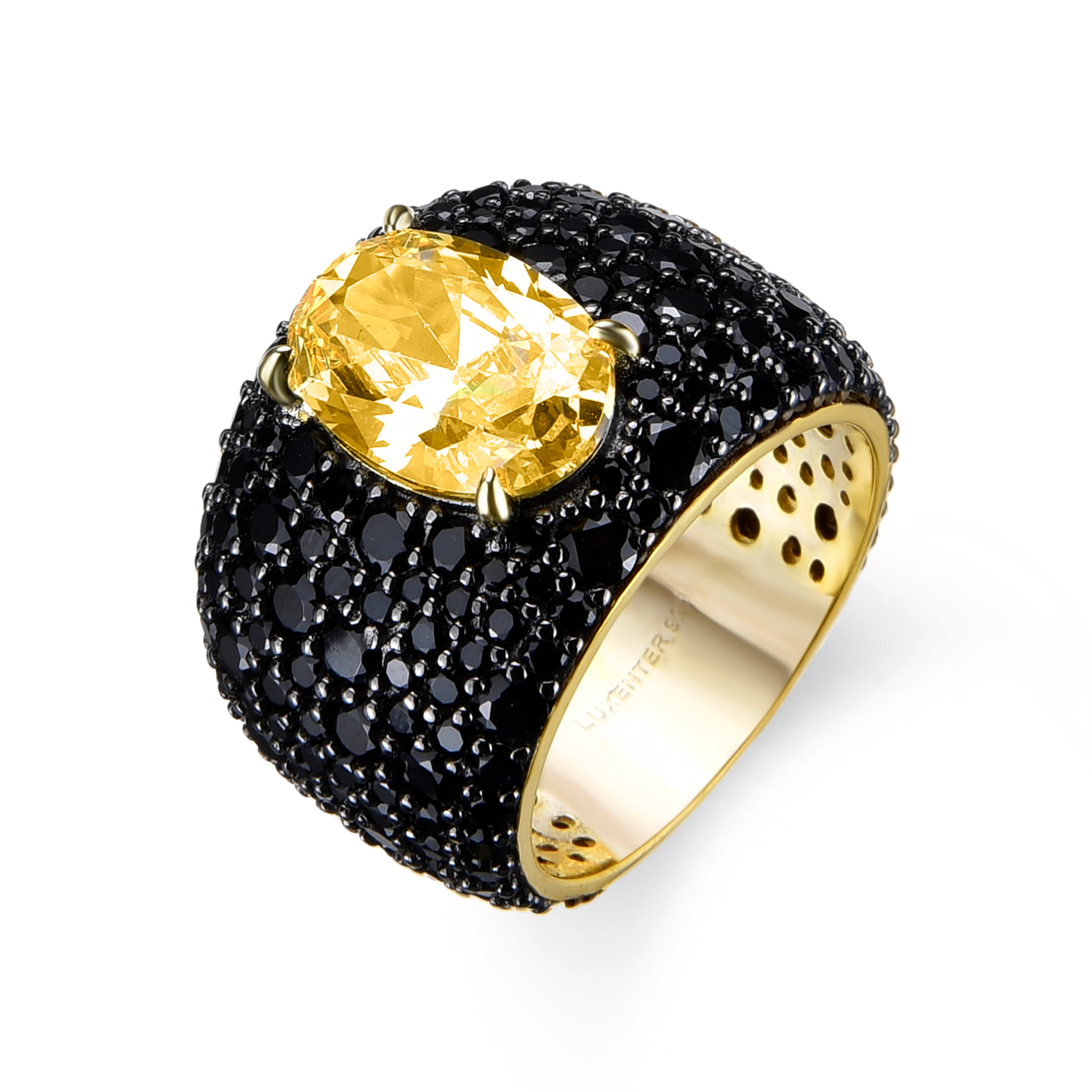 Anillo de Plata de Ley 925 con Circonita Multicolor acabado en oro amarillo de 18K - Korwise