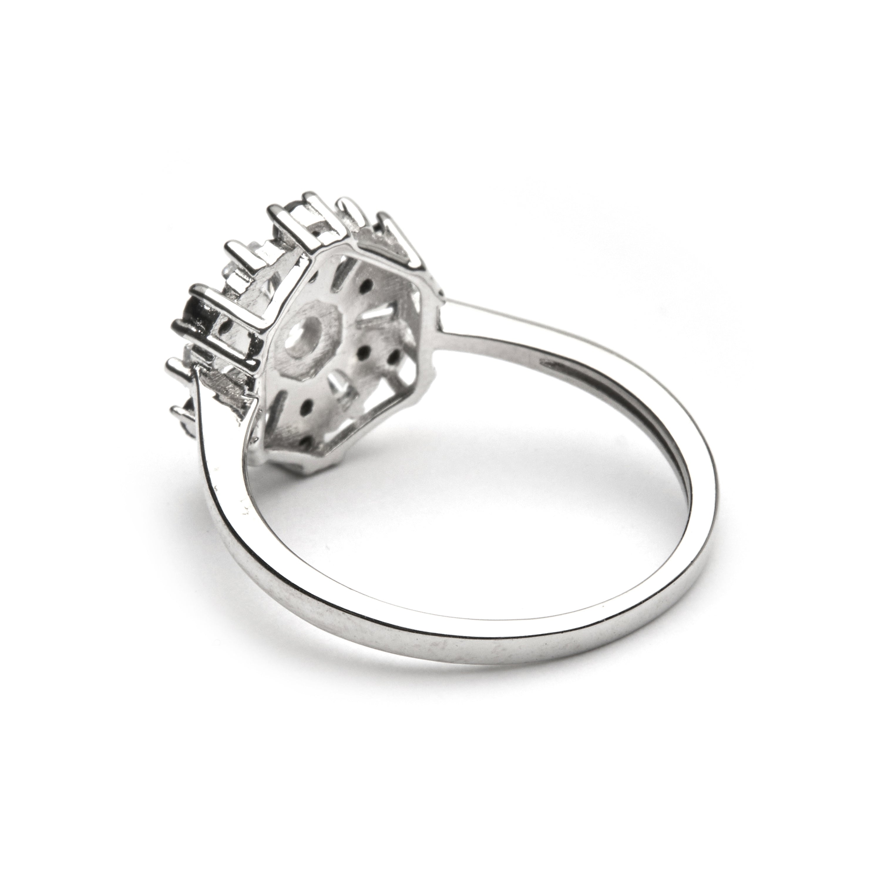 925 Sterling Silver Ring with Onyx Cubic Zirconia finished in Rhodium - Lorush