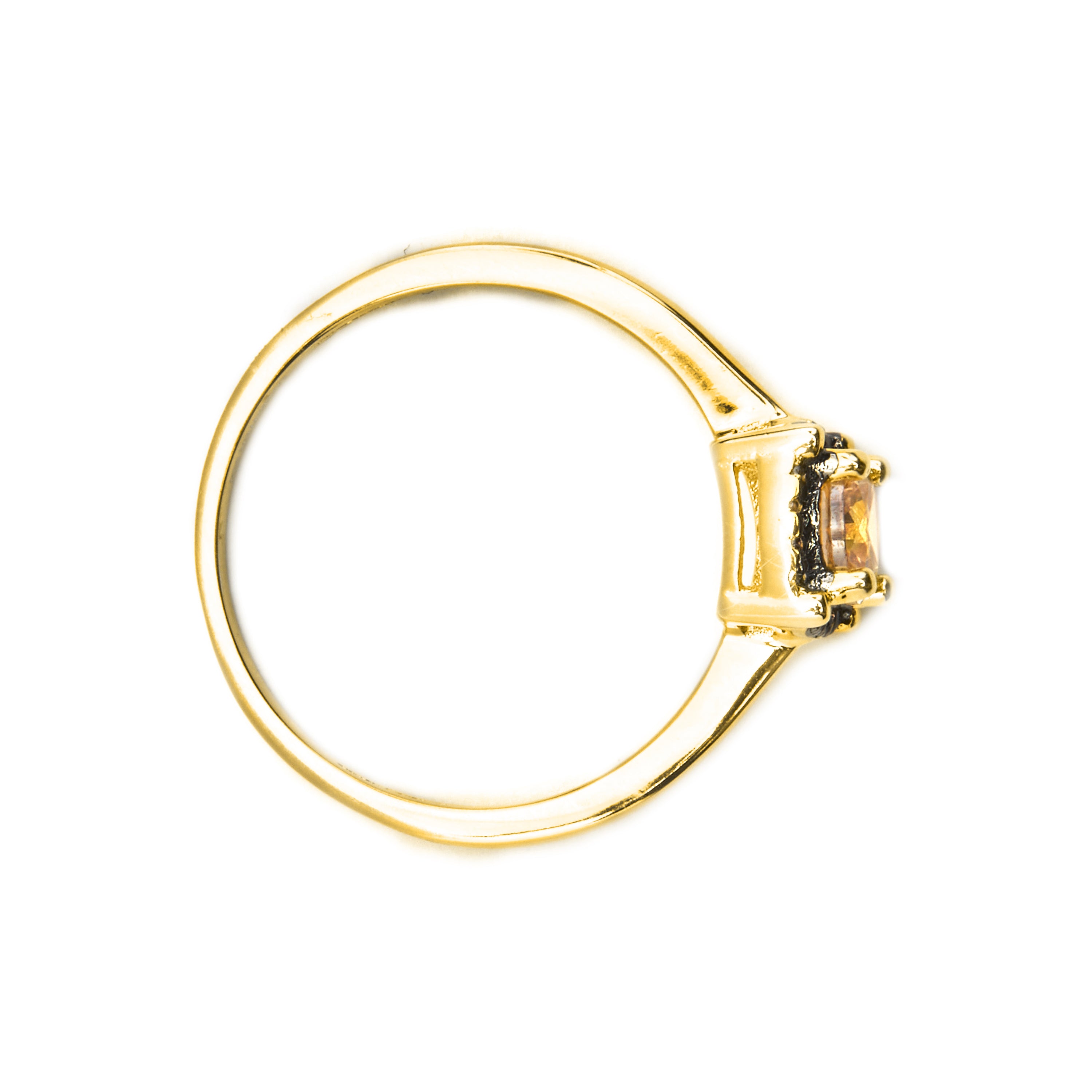Anillo de Plata de Ley 925 y Circonita Marrón acabado oro 18k - Lehak