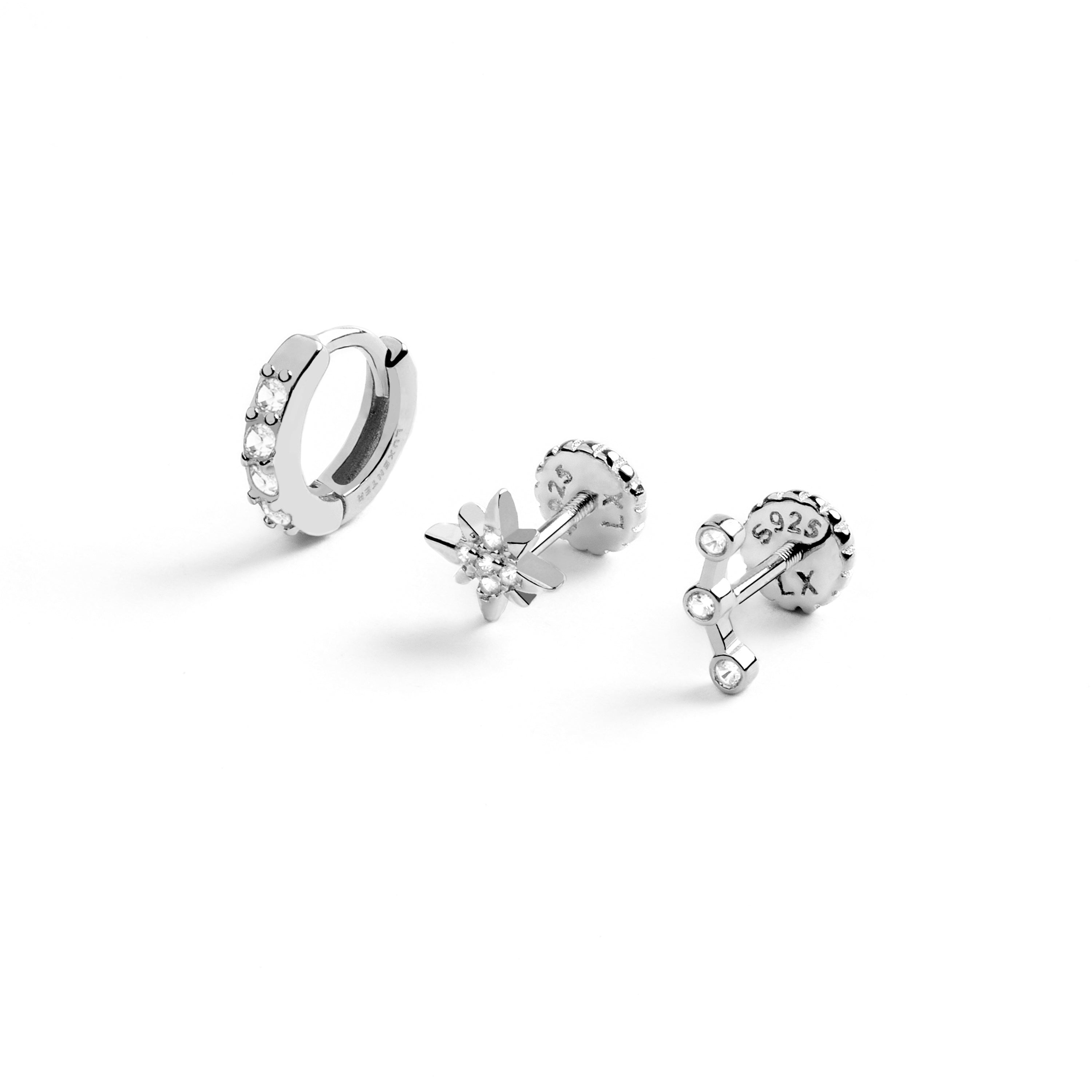 Set de Piercings Ansung, Waruan y Qant de Plata de Ley 925