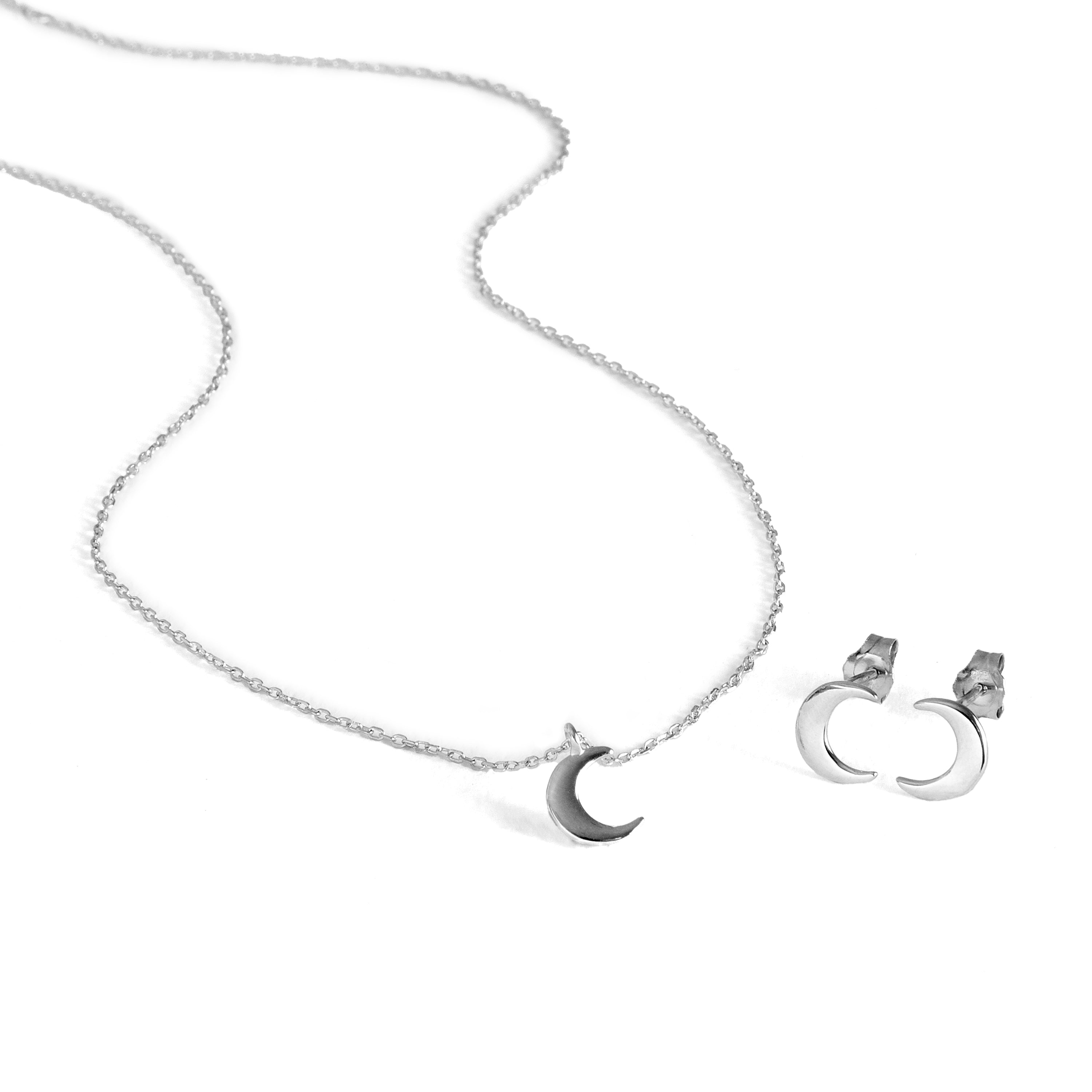 SET SET AND CRESCENT SILVER COLLAR Law 925