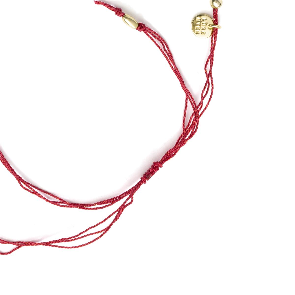 Red Metal Alloy and Cotton Anklet with Rhodium Finish - Buawe