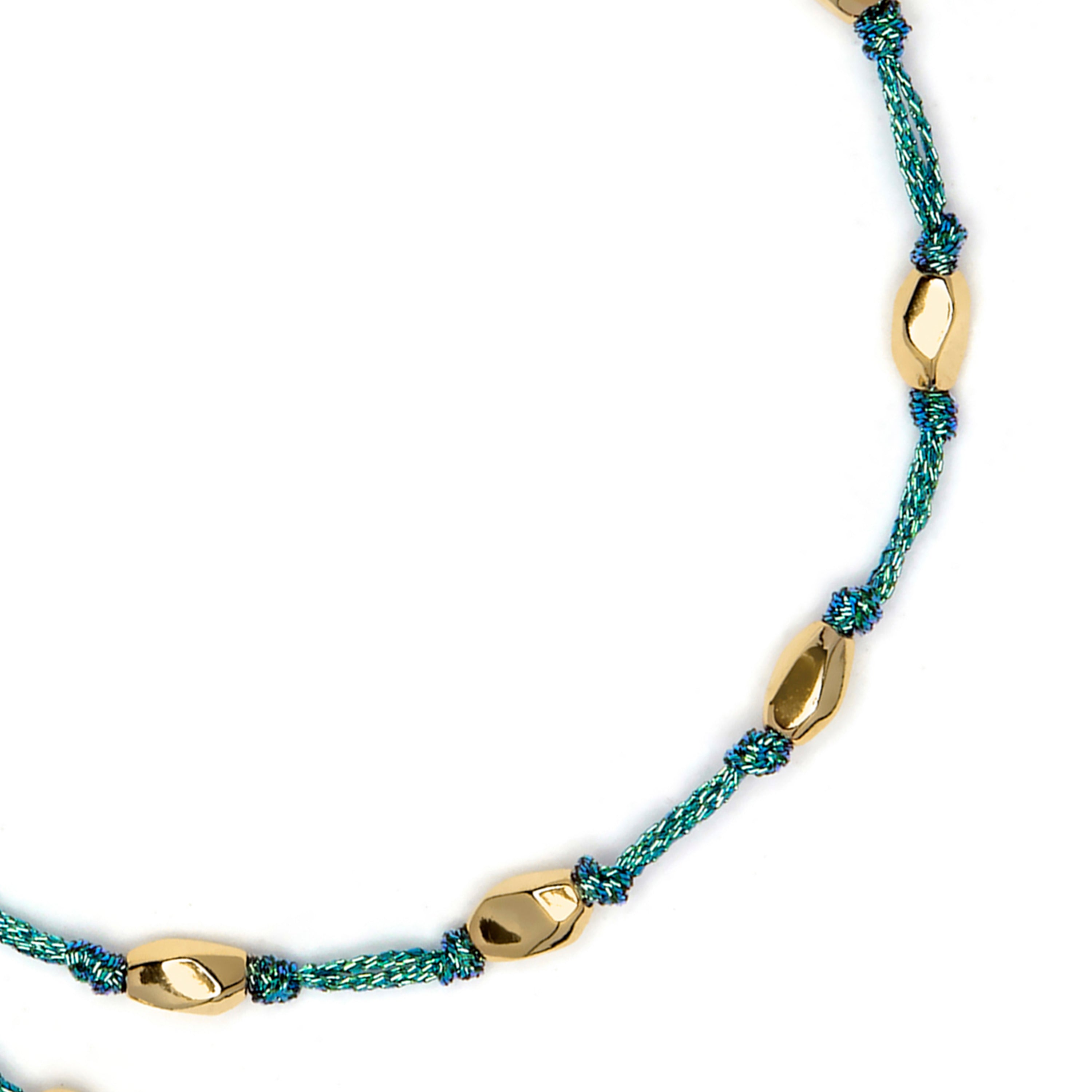 Green Cotton Bracelet finished in 18k Yellow Gold - Buawe