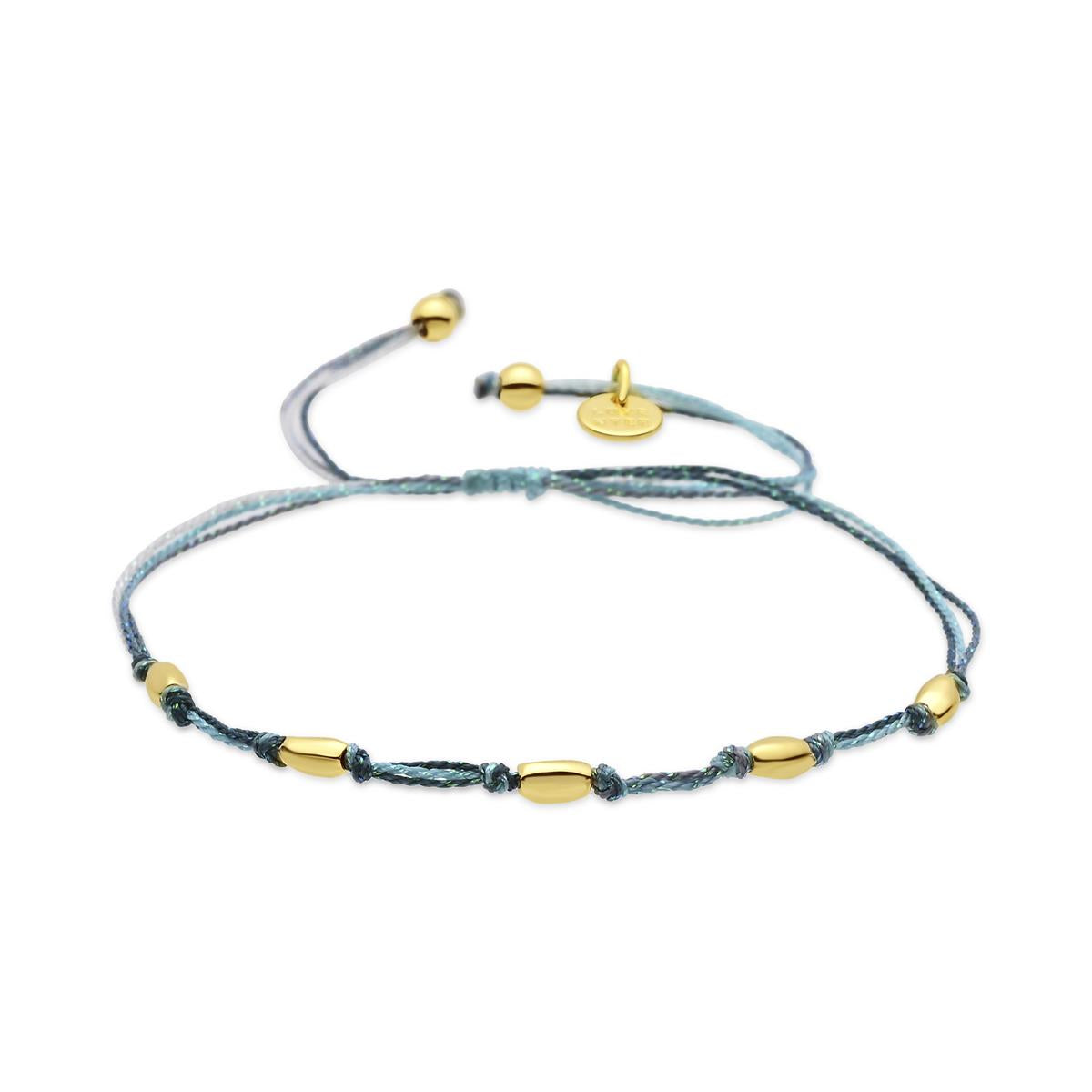 Fußkettchen aus Metalllegierung und dunkelgrünem Baumwollstoff mit Rhodium-Finish - Buawe
